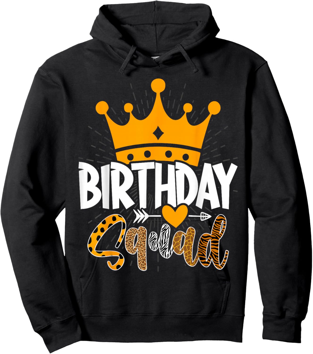 Birthday Squad Wild Animals Print Safari Zoo Kids Girls Boys Hoodie - Hoodie | Black