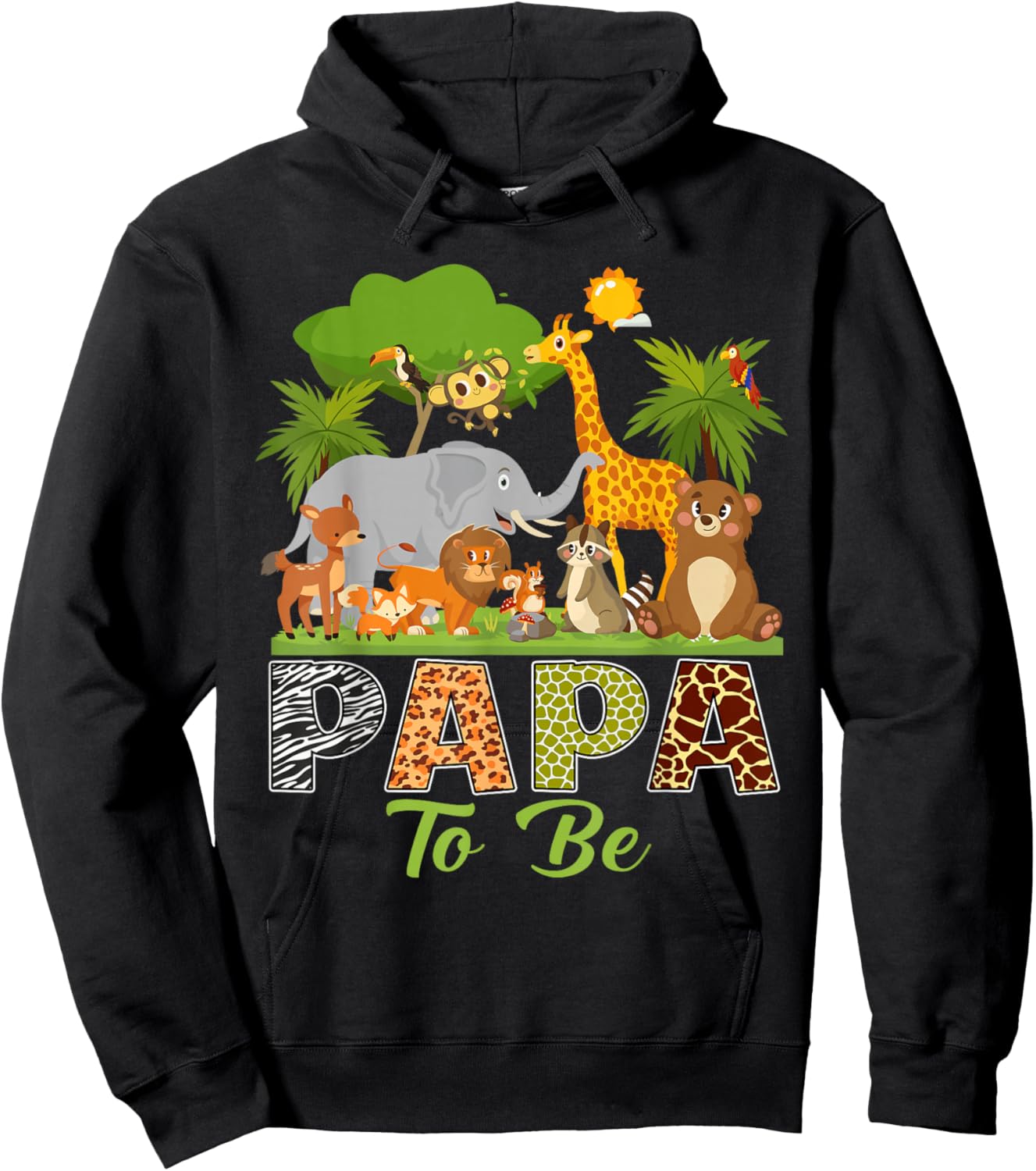Soon To Be Papa Jungle Animal Safari Baby Announcement Hoodie - Hoodie | Black