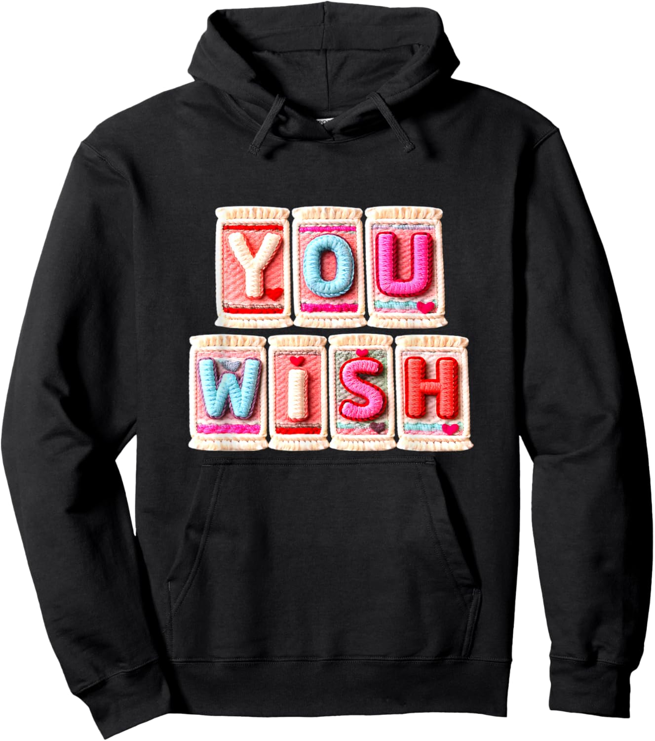 You Wish Flux Knitted Design Valentines Day Hoodie - Hoodie | Black