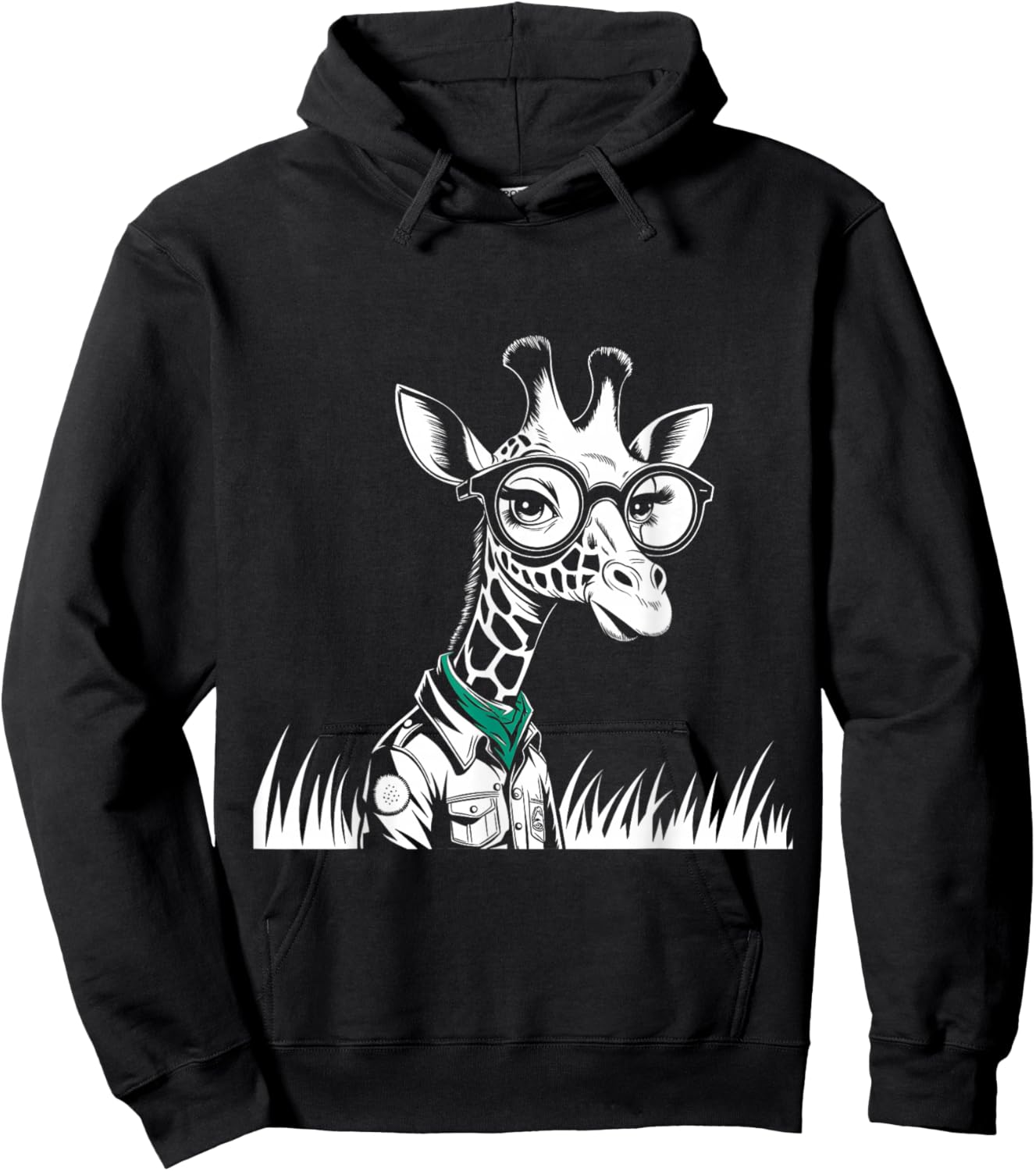 Cute Giraffe Glasses Funny Animal Lover Cool Casual Hipster Hoodie - Hoodie | Black