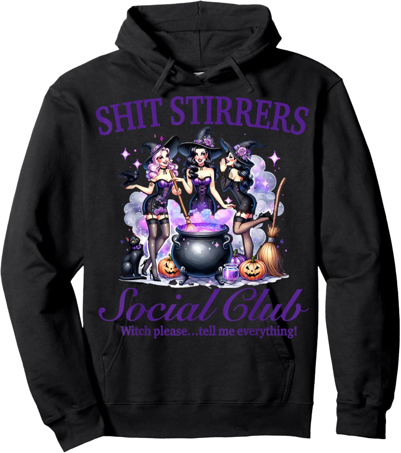 Shit Stirrers Social Club Purple Witches Halloween Outfit Hoodie - Hoodie | Black