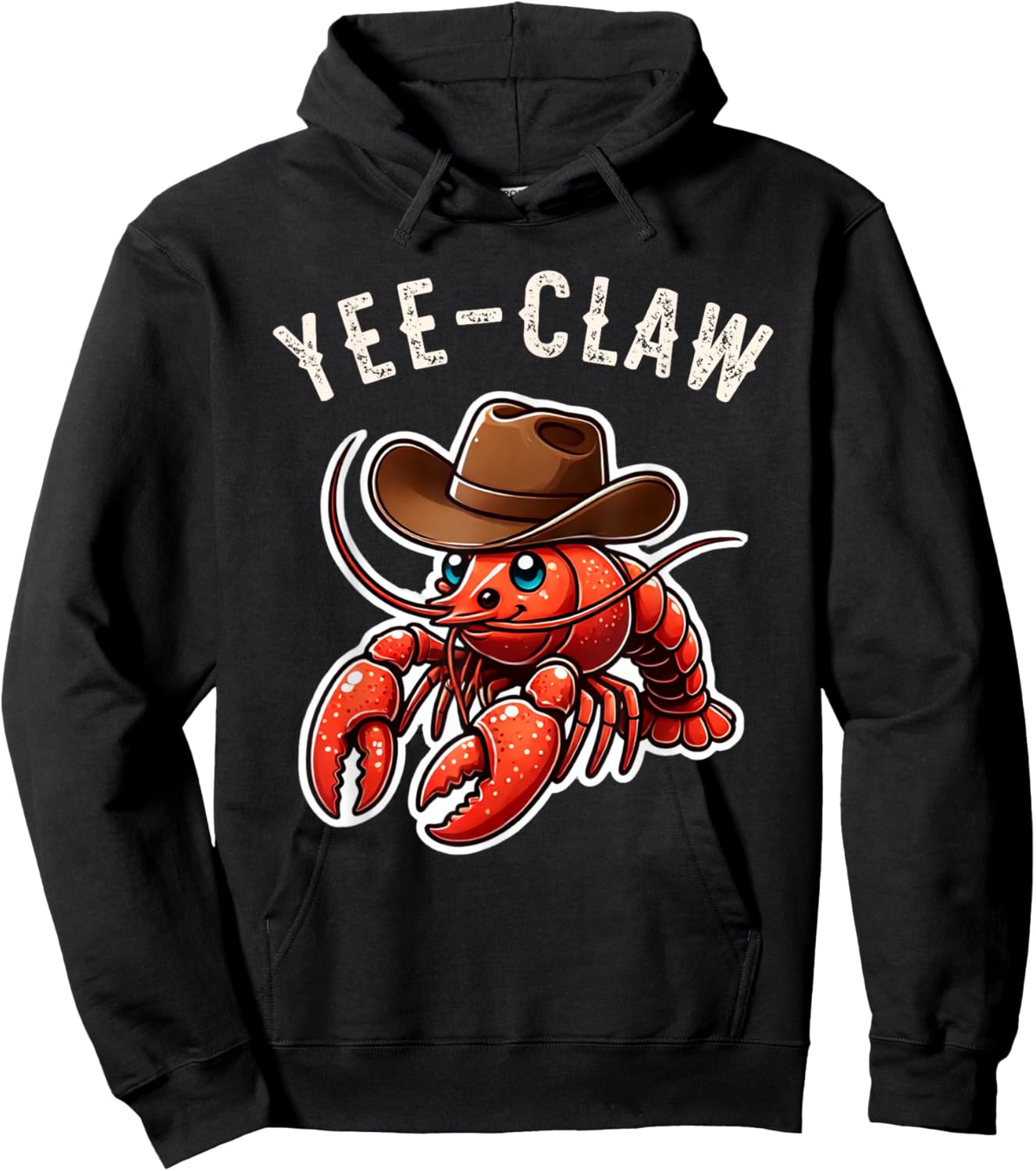 Mud Bug Apparel Gifts & Decor Shop Funny Crawfish Wearing Cowboy Hat Yee Claw Cajun Boil -Adults & Kids Hoodie - Hoodie | Black