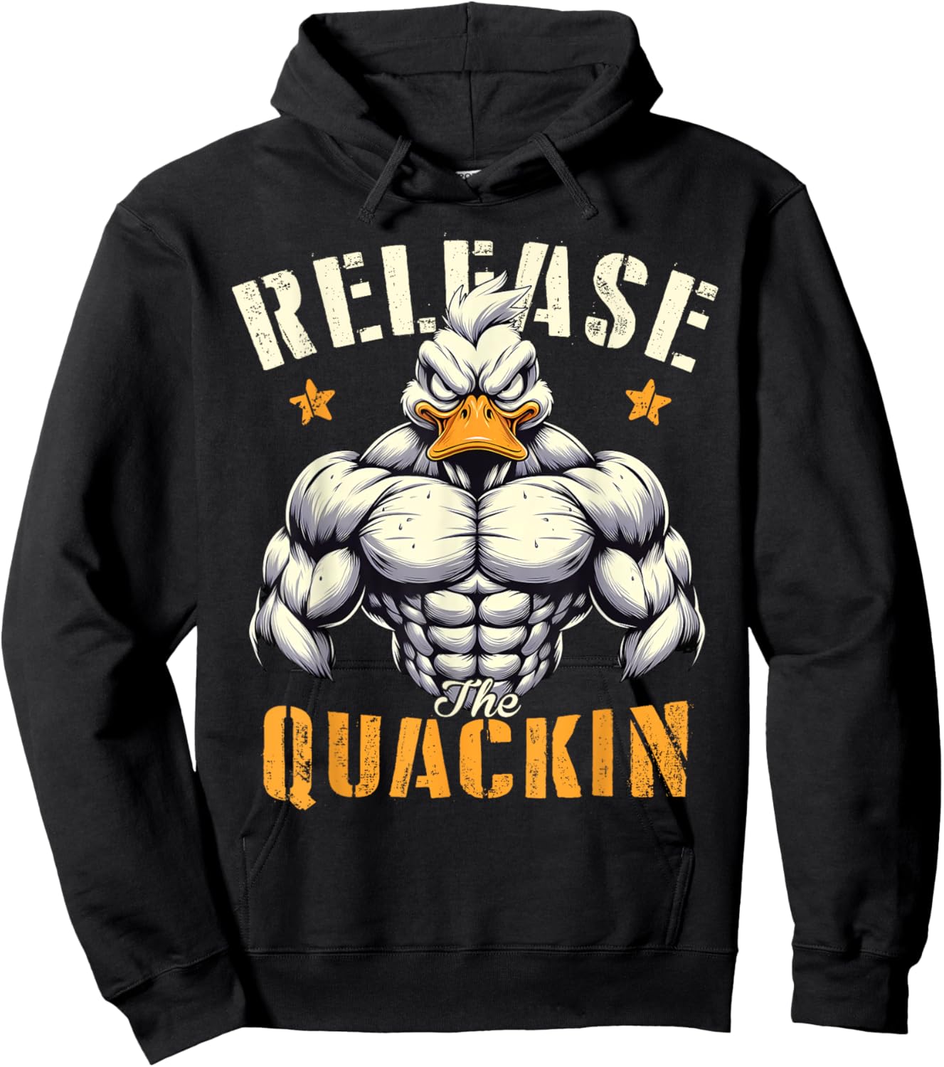 Release The Quackin Muscle Duck Funny Workout Gym Sayings Hoodie - Hoodie | Black