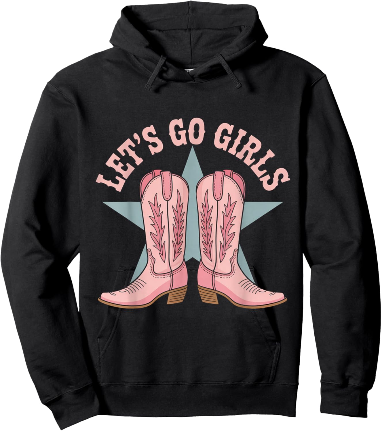 Lets Go Girls Coquette Western Country Graphic Cowgirl Hoodie - Hoodie | Black