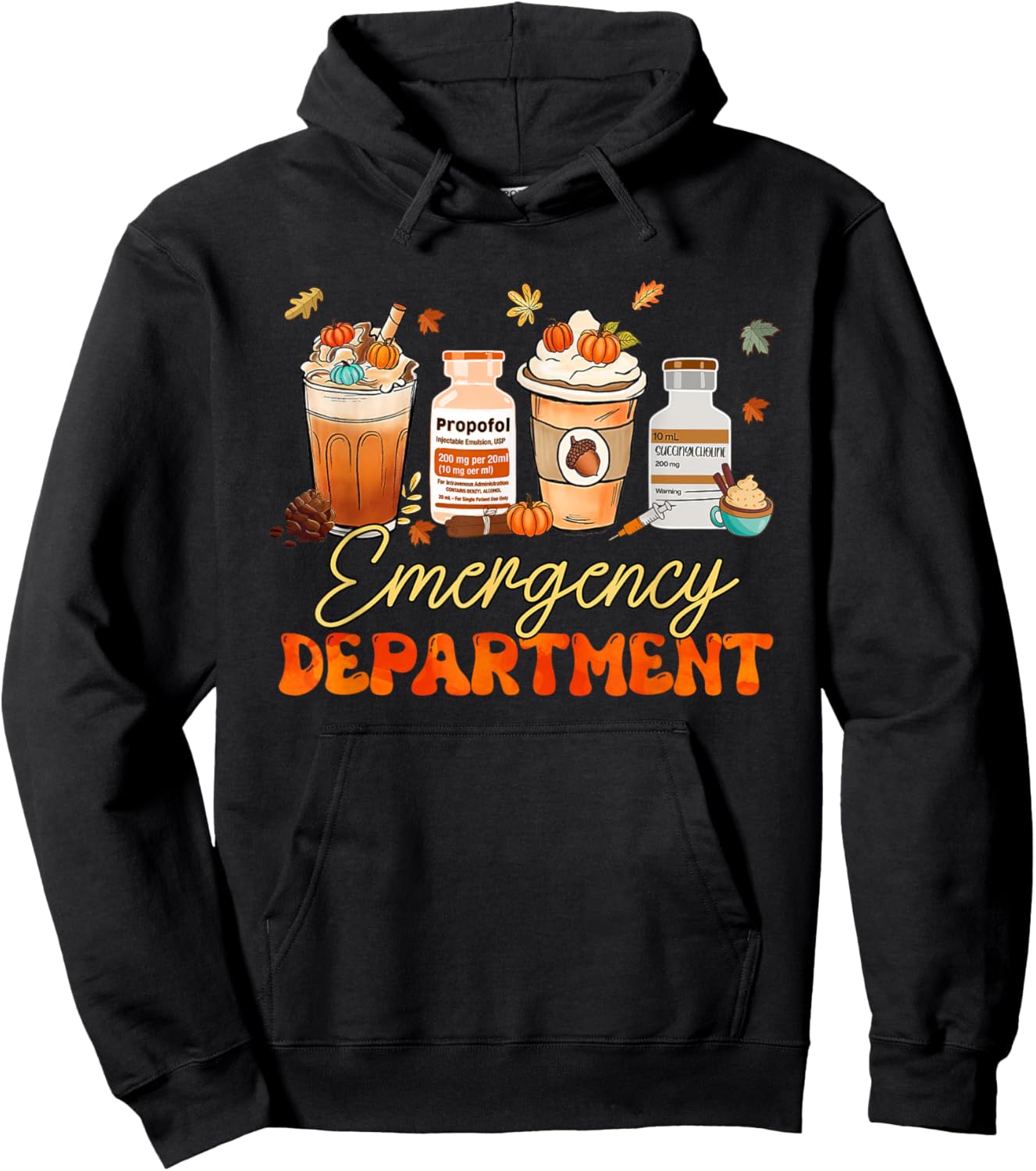 Fall ER Nurse Emergency Room Nurse School Pumpkin Spice Hoodie - Hoodie | Black