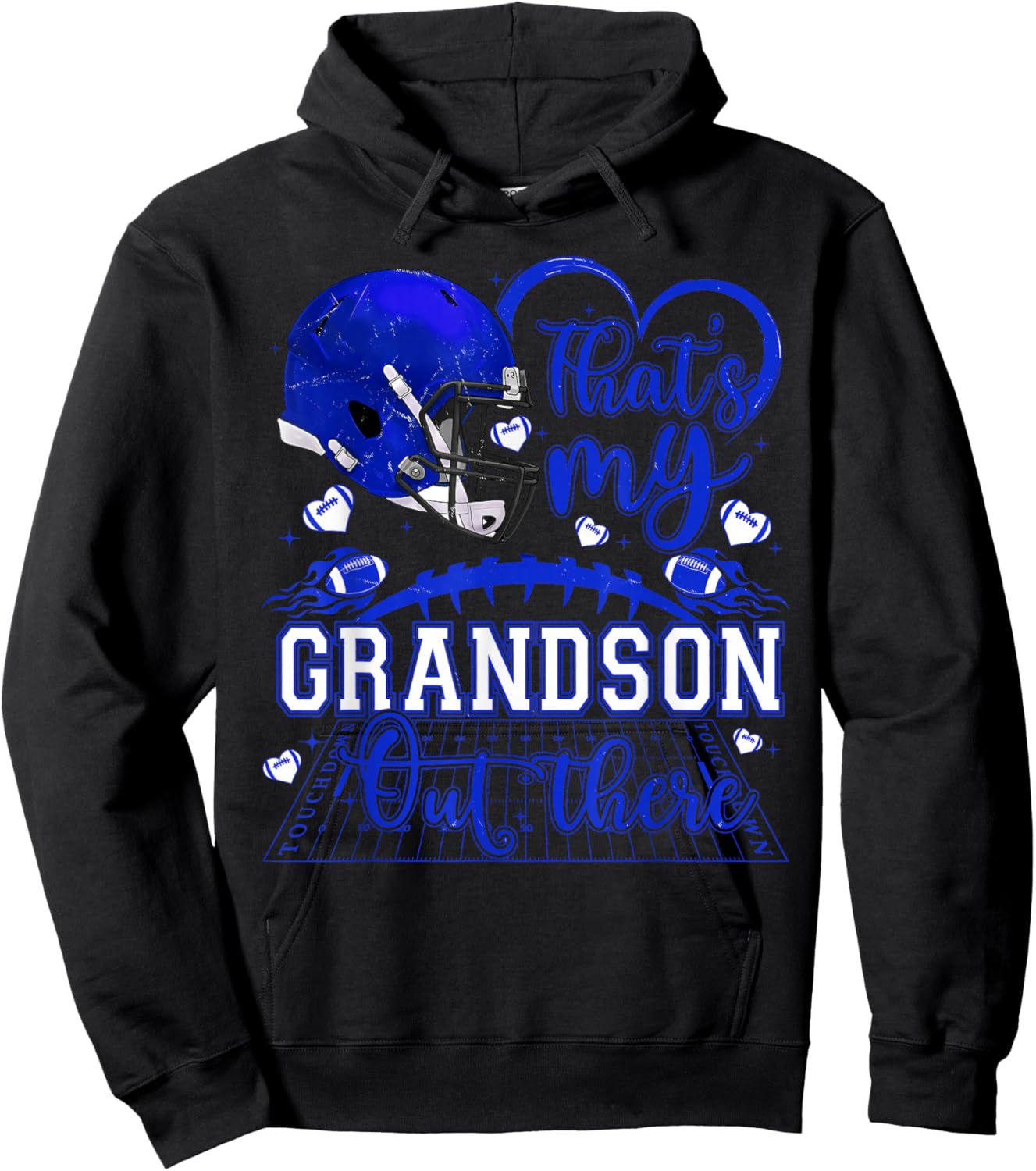 That's My Grandson Out There Game Day Football Family Pride Hoodie - Hoodie | Black