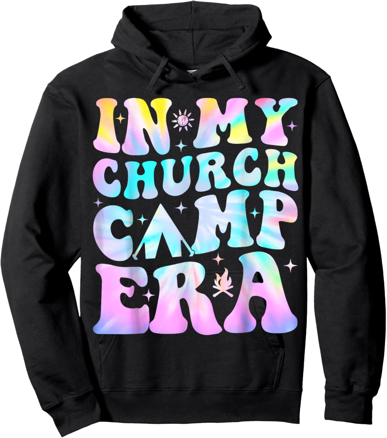 In My Church Camp Era Funny Summer Camp Camping Retro Hoodie - Hoodie | Black