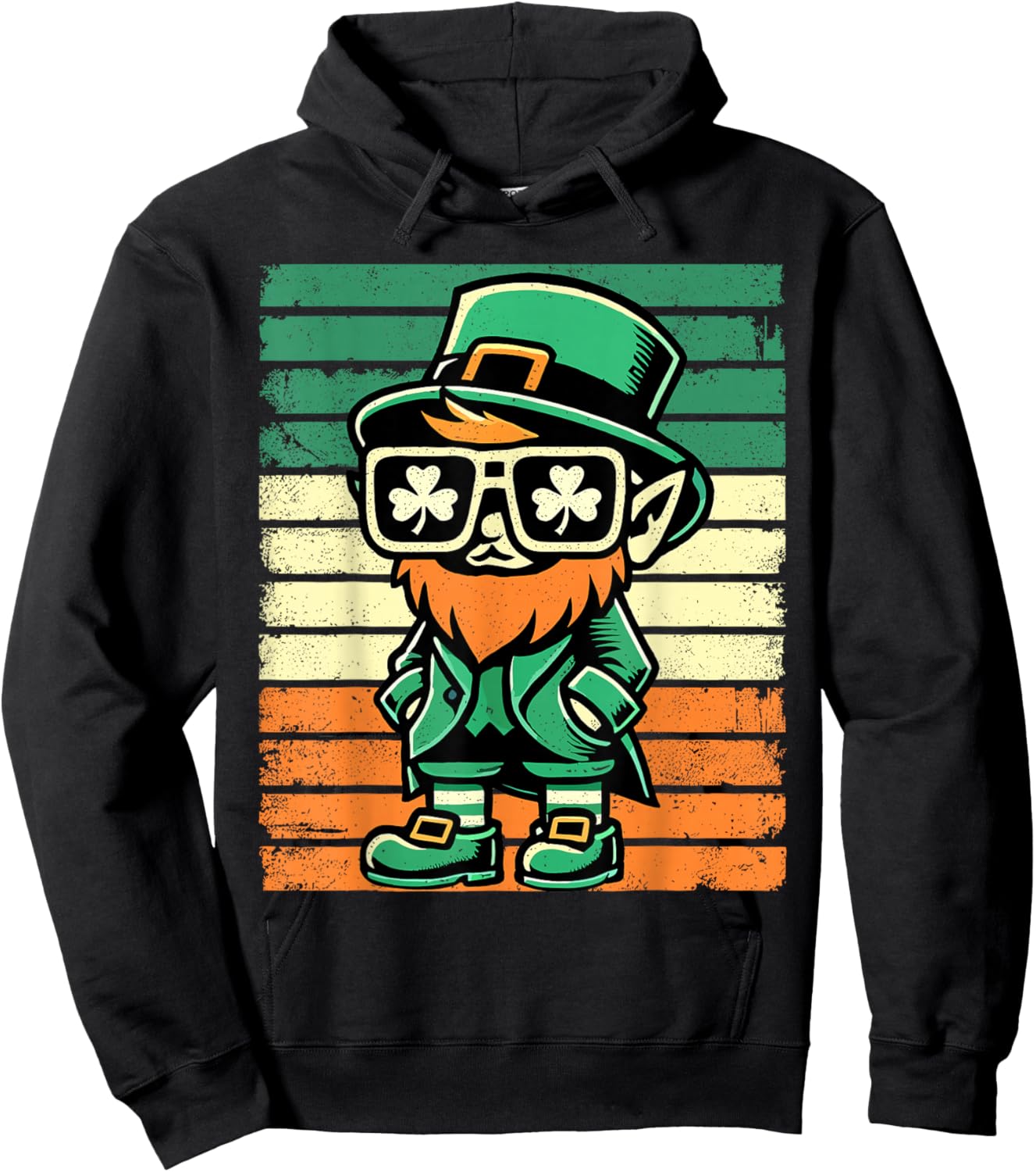 Rétro Leprechaun St Patty's Shamrock Funny St Patrick Hoodie - Hoodie | Black