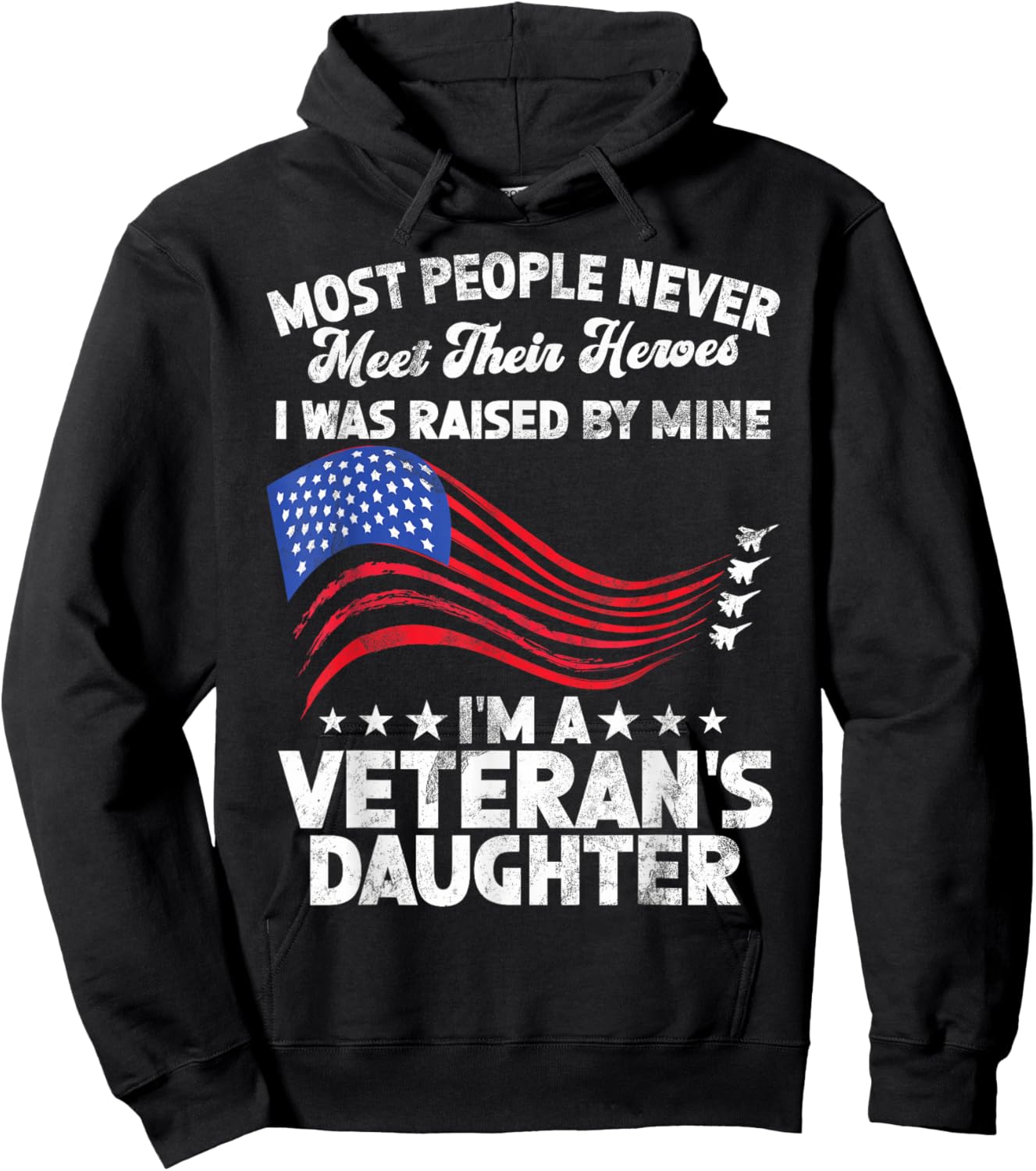Airforce Veteran Daughter Memorial Day Granddaughter Hoodie - Hoodie | Black