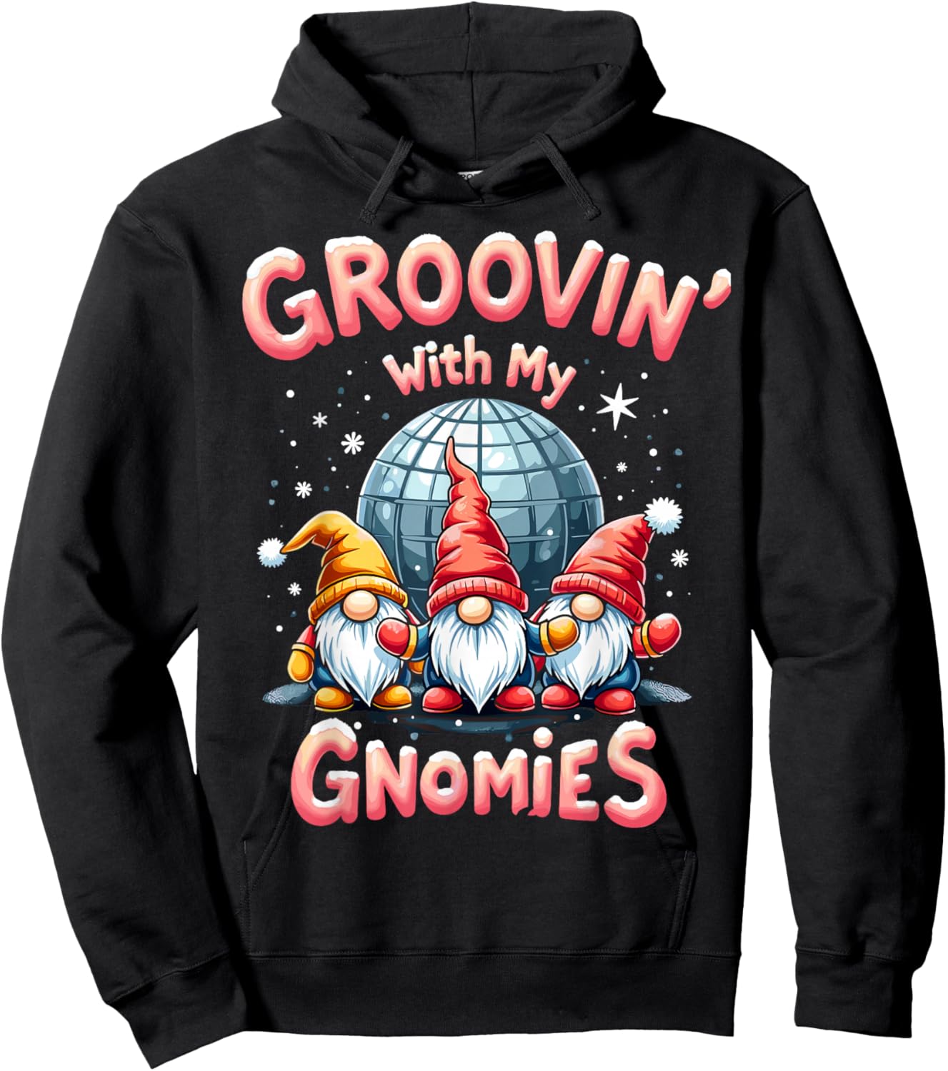 Groovin' with My Gnomies - Funny Disco Party Gnome Hoodie - Hoodie | Black
