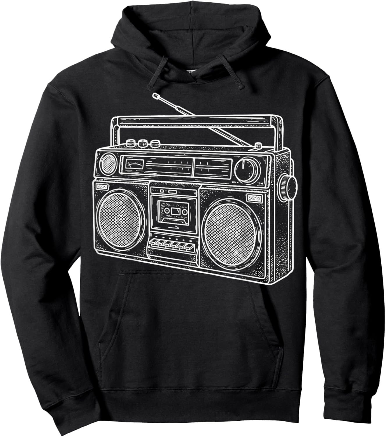 Boombox Line Art R&B Hip Hop Music Hoodie - Hoodie | Black