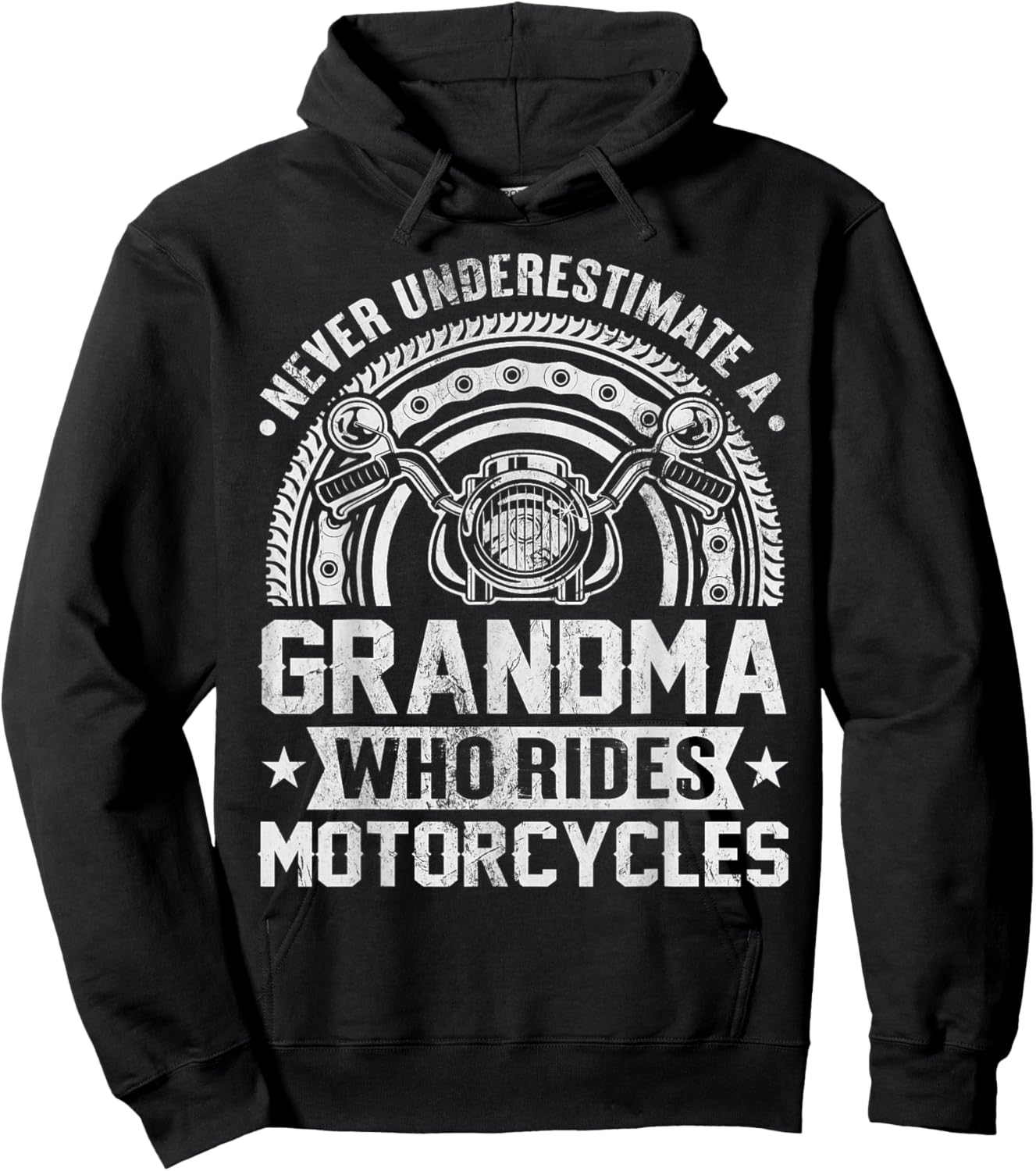 Never Underestimate A Grandma Who Rides Motorcycles Lady Hoodie - Hoodie | Black
