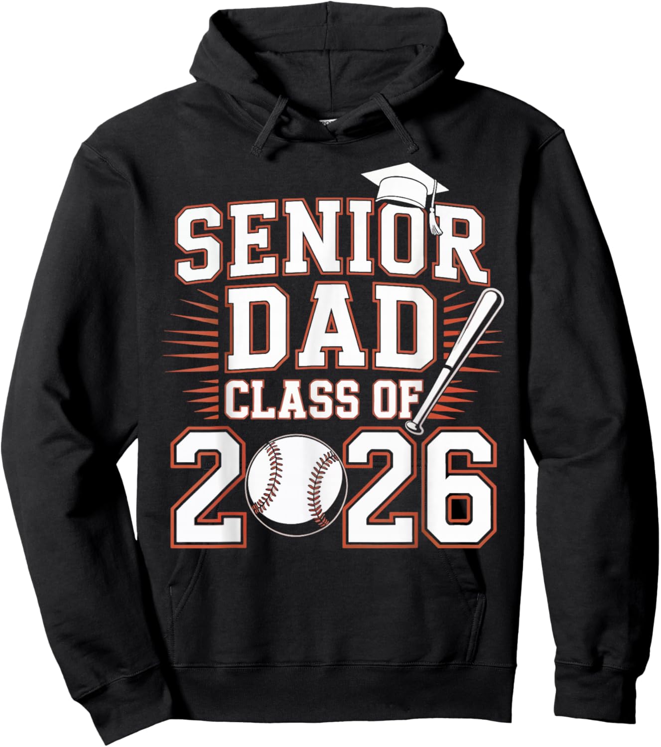 Senior Dad Class of 2026 Graduate Baseball 2026 Graduation Hoodie - Hoodie | Black