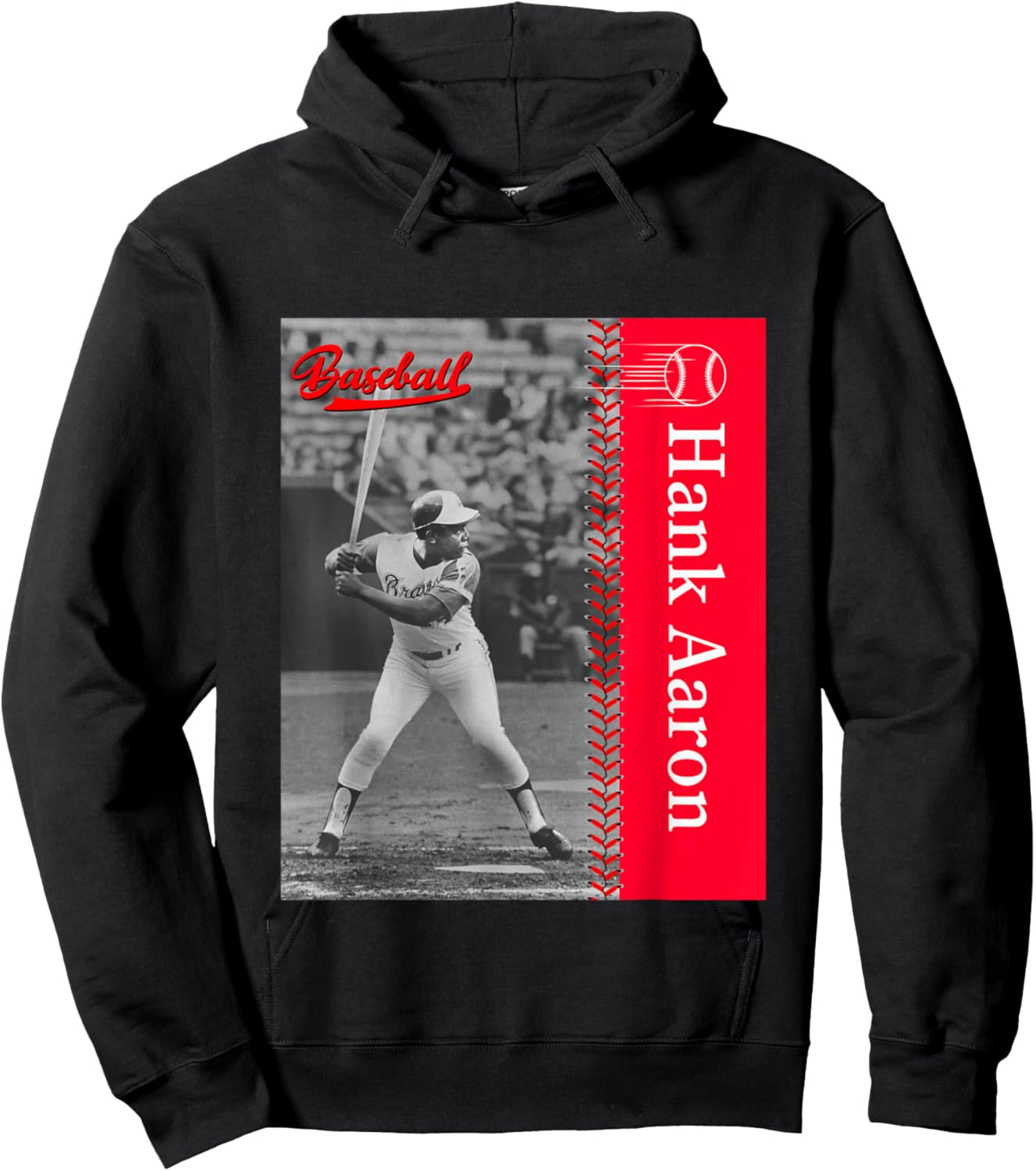 Hank Aaron_Baseball_001 , Small, Black Hoodie - Hoodie | Black
