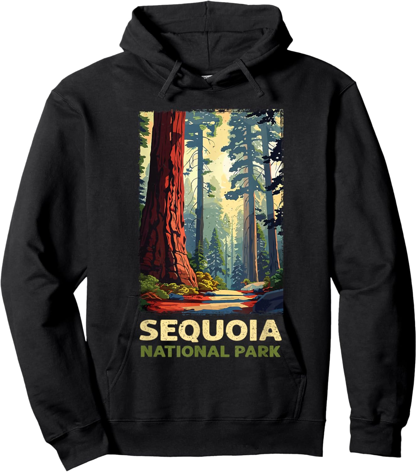 Retro Vintage Sequoia National Park for kids Hiking Camping Hoodie - Hoodie | Black