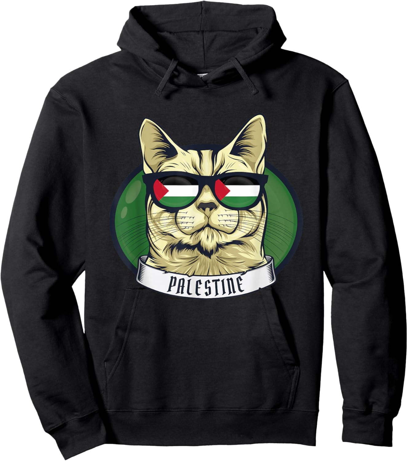 Free Palestine Flag Palestinian Cat Gaza Hoodie - Hoodie | Black