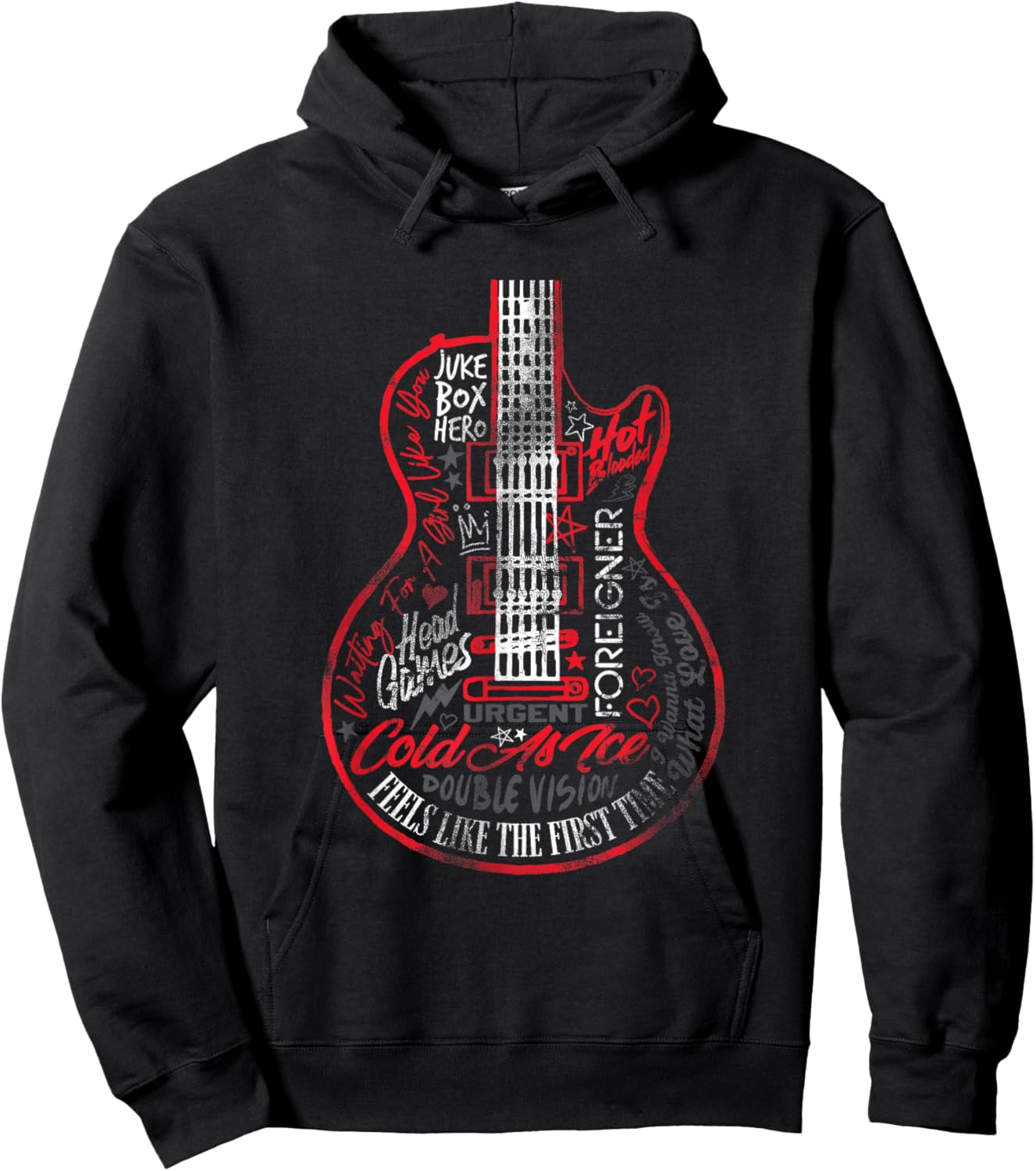 Foreigner Juke Box Hero Tracklist Hoodie - Hoodie | Black