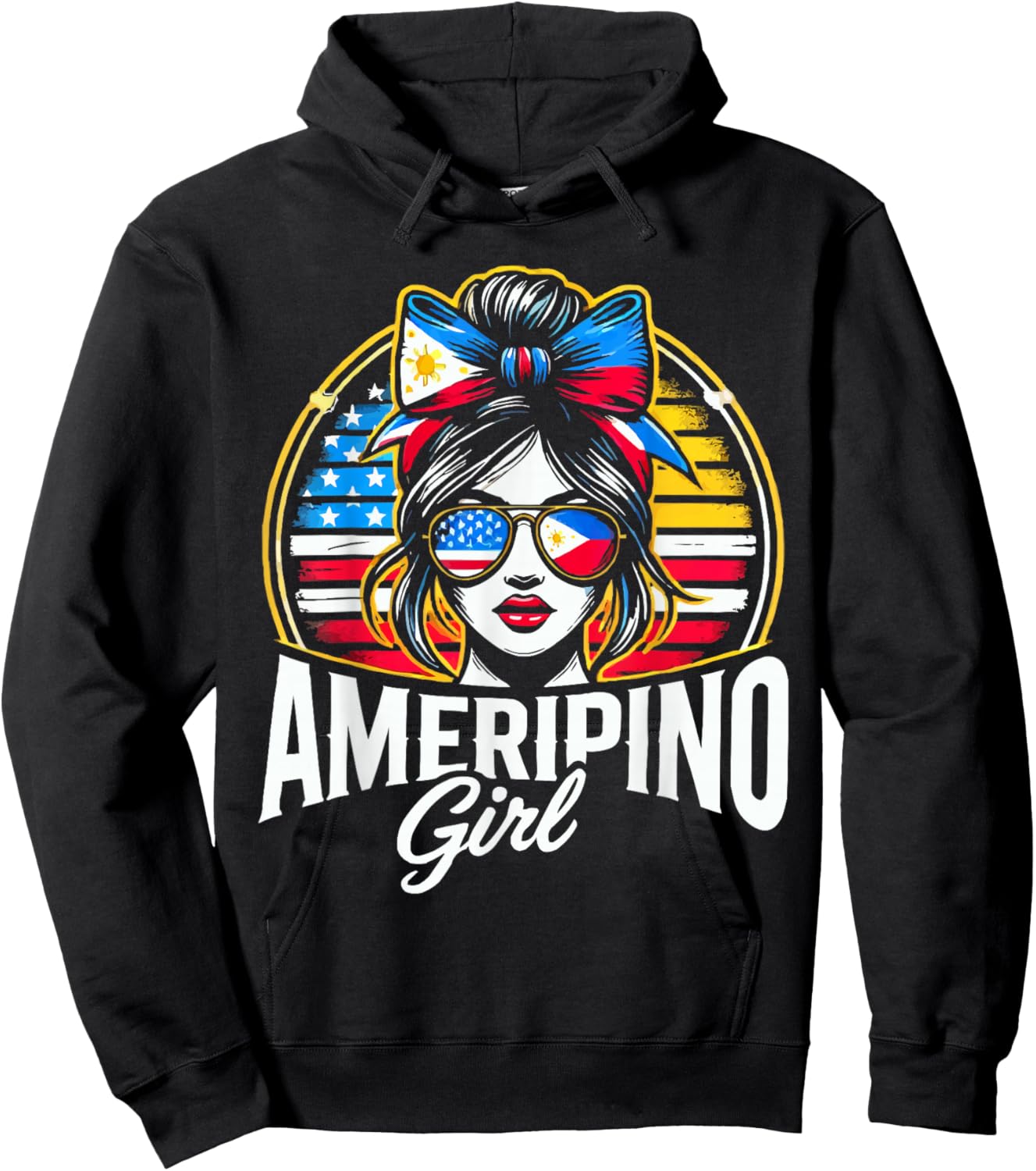 Half Filipino Half American USA Flag Philippines America Hoodie - Hoodie | Black