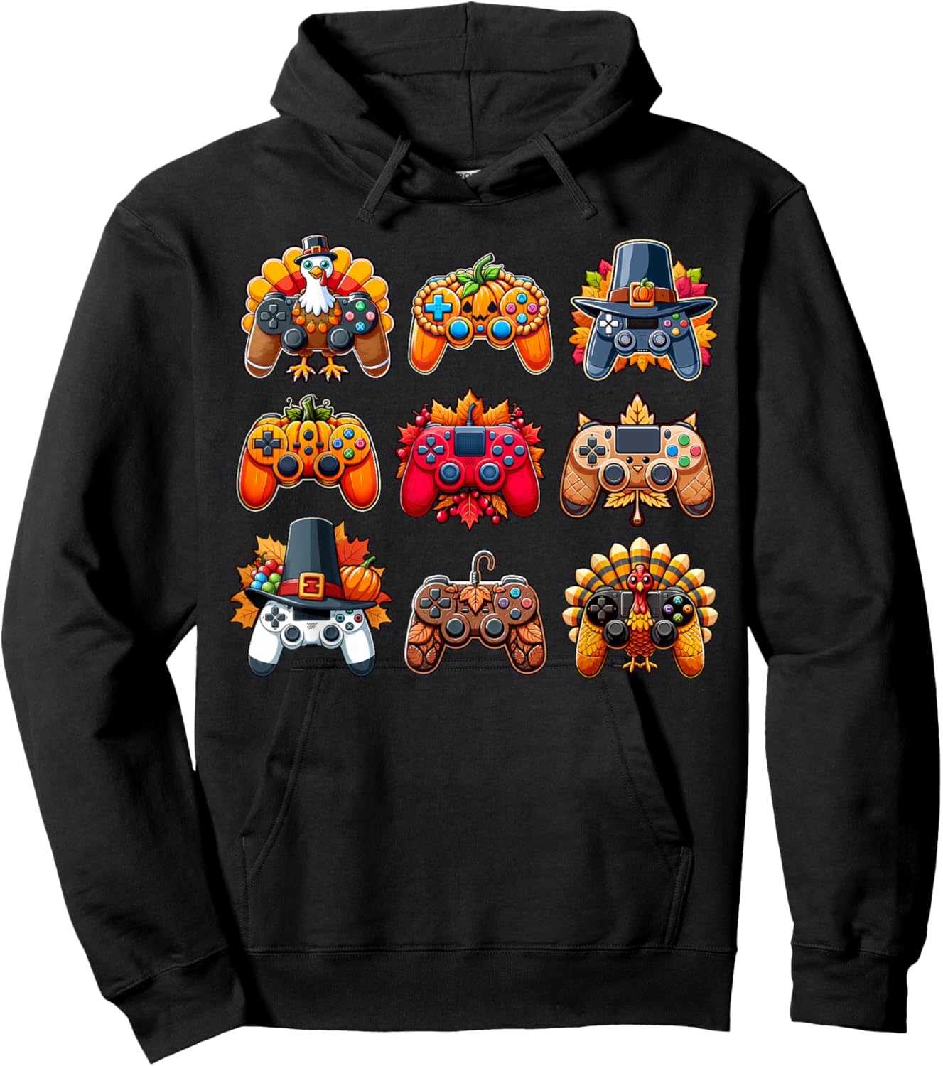 Thanksgiving Skeleton Zombie Gaming Controllers Boys Kids Hoodie - Hoodie | Black