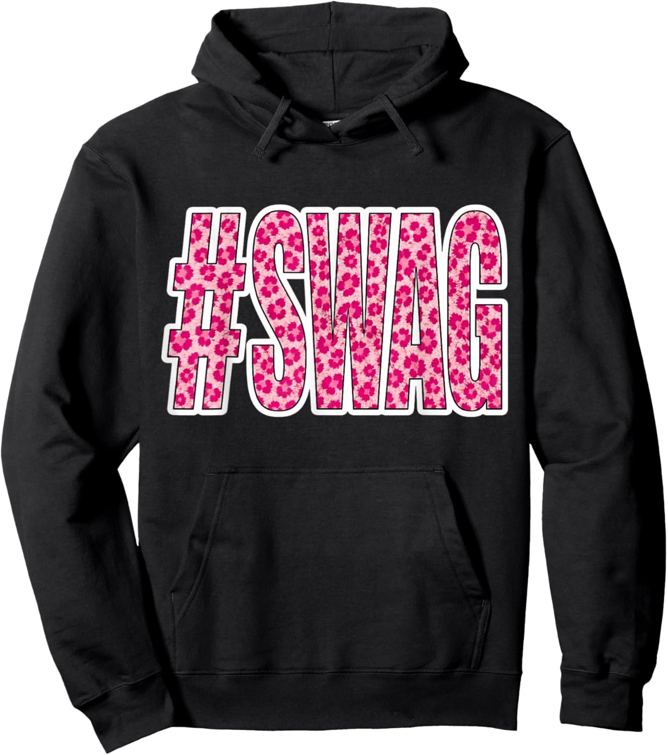 Hashtag Swag Pink Leopard Print Swag Animal Print Graphic Hoodie - Hoodie | Black