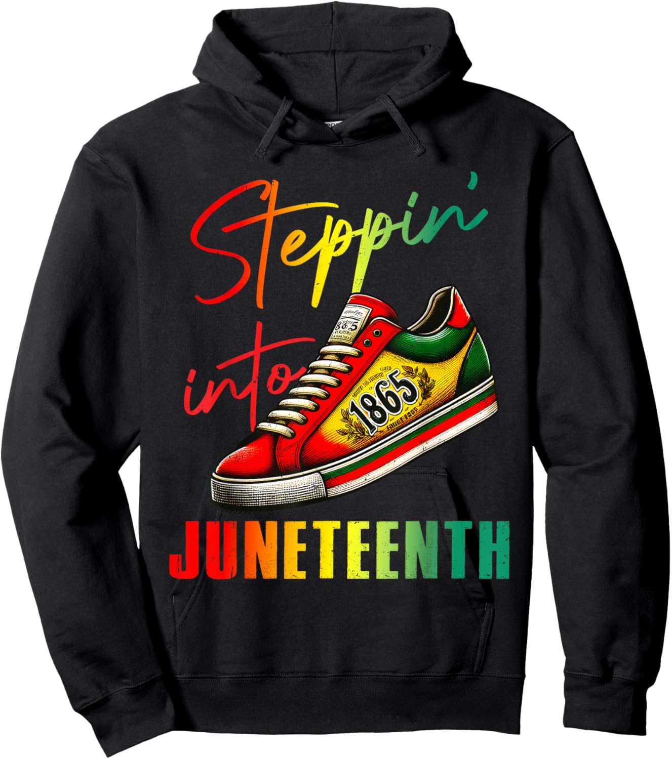 1865 Juneteenth Youth Shoes Steppin' Into Like My Ancestors Hoodie - Hoodie | Black