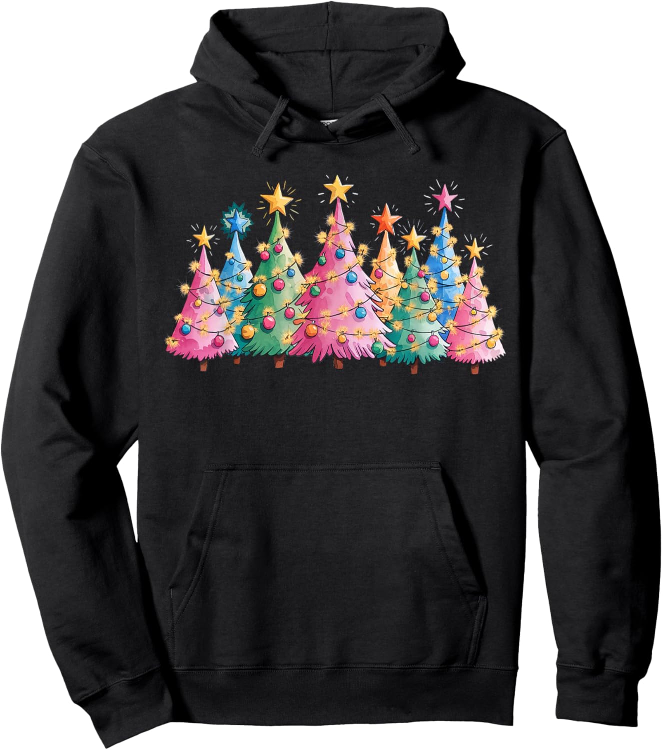 Merry Christmas Pink Christmas Tree, Pink Christmas Costume Hoodie - Hoodie | Black