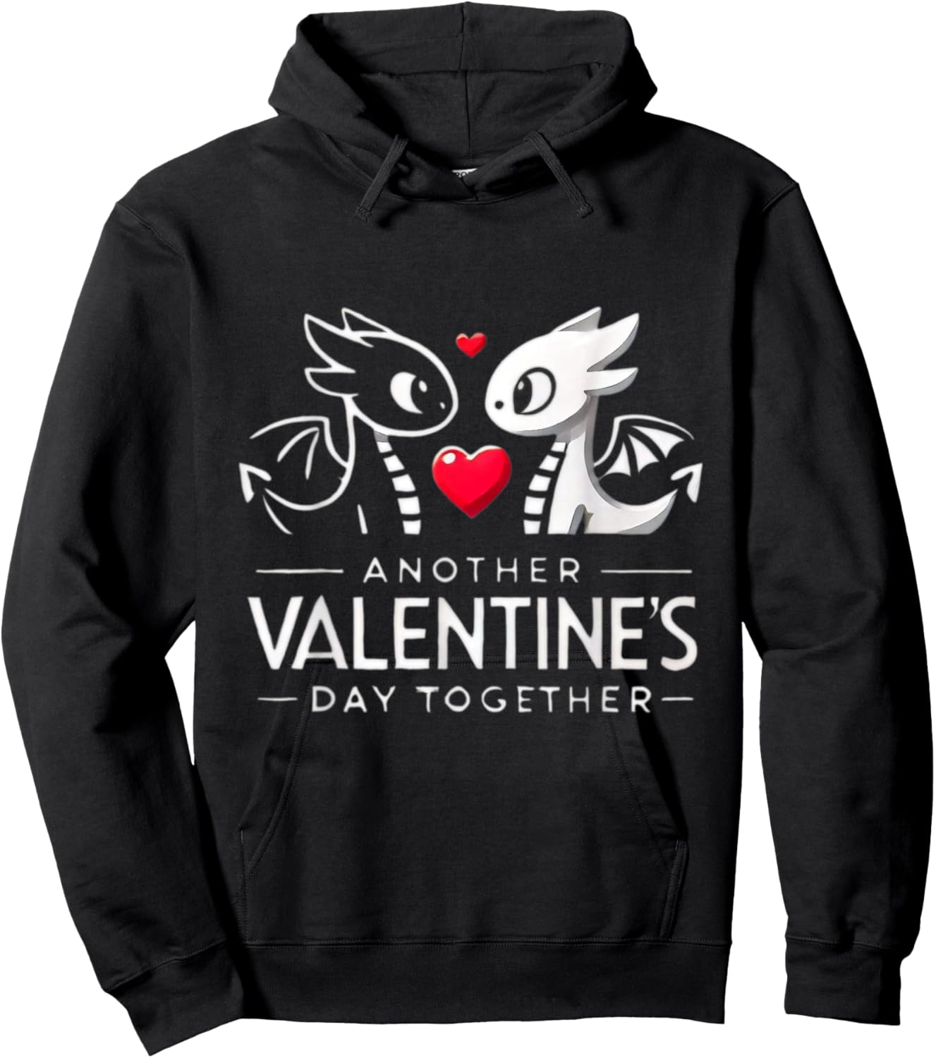 Romantic Dragon Couple Valentine's Day Design - Black, , Short Sleeve, Cotton 90% Polyester 10%, Size Small Hoodie - Hoodie | Black