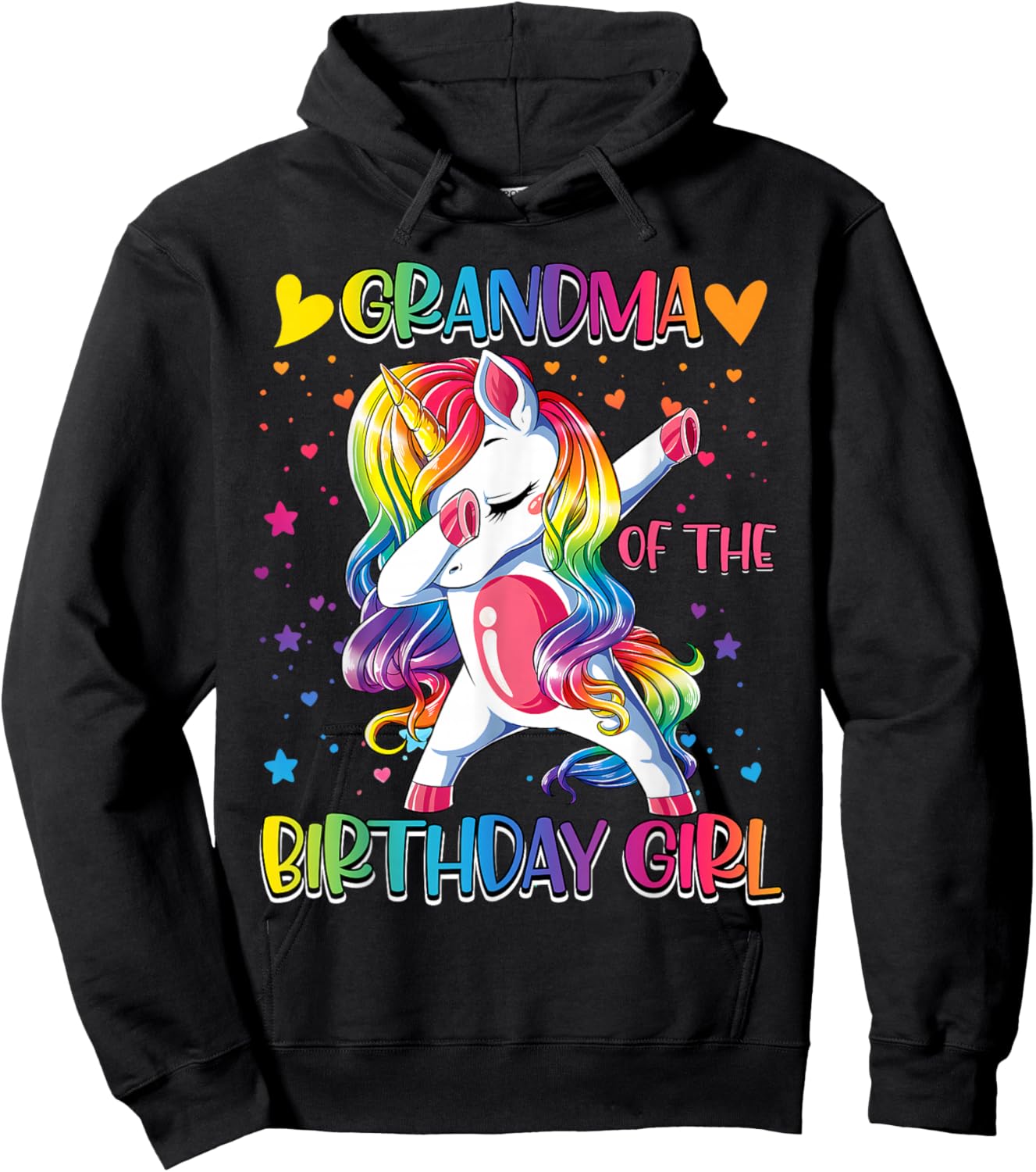 Grandma of The Birthday Girl Unicorn Family Matching Party Hoodie - Hoodie | Black