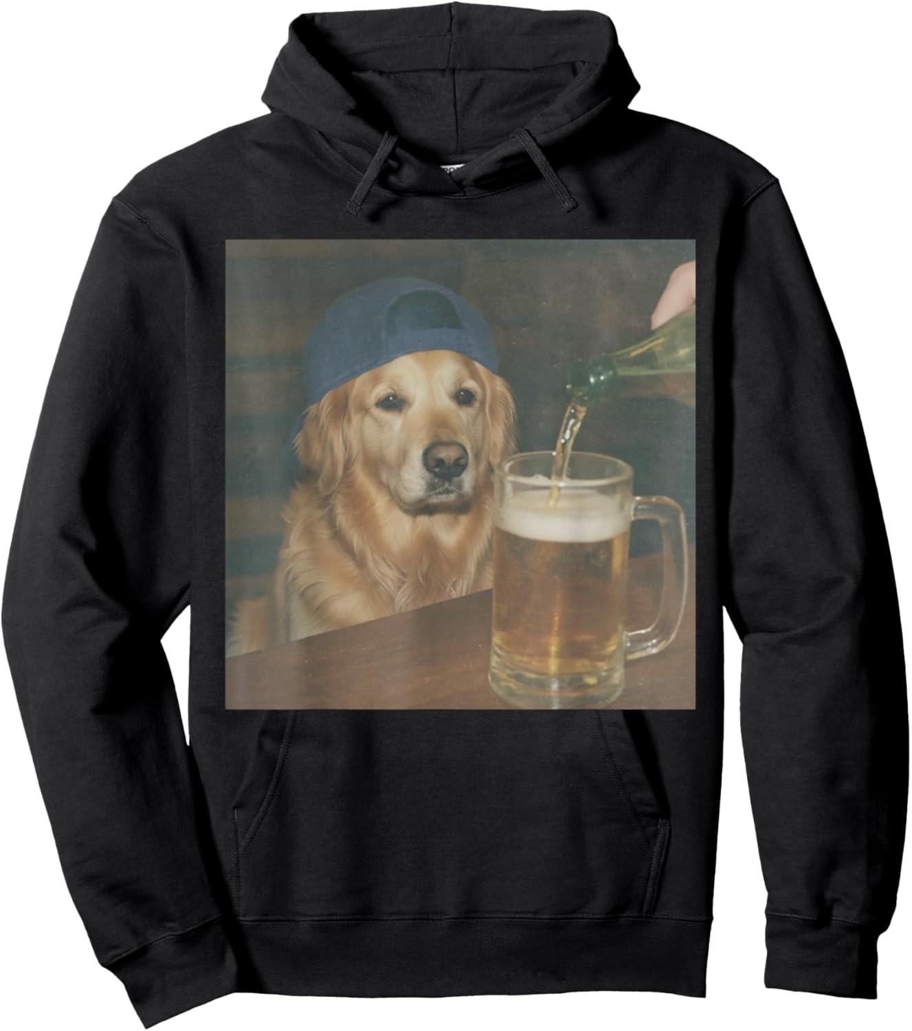 Funny Golden Retriever Drinking Beer Meme Graphic Dog Lovers Hoodie - Hoodie | Black