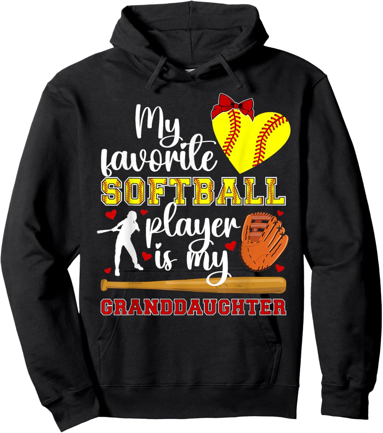 Softball Grandma Proud Softball Player Grandmother Hoodie - Hoodie | Black
