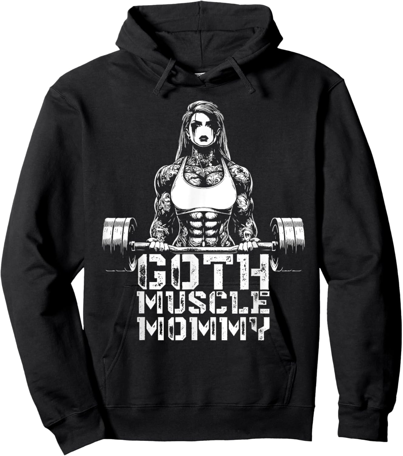 Goth Muscle Mommy Pump Cover Gym Weightlifting Mother's Day Hoodie - Hoodie | Black
