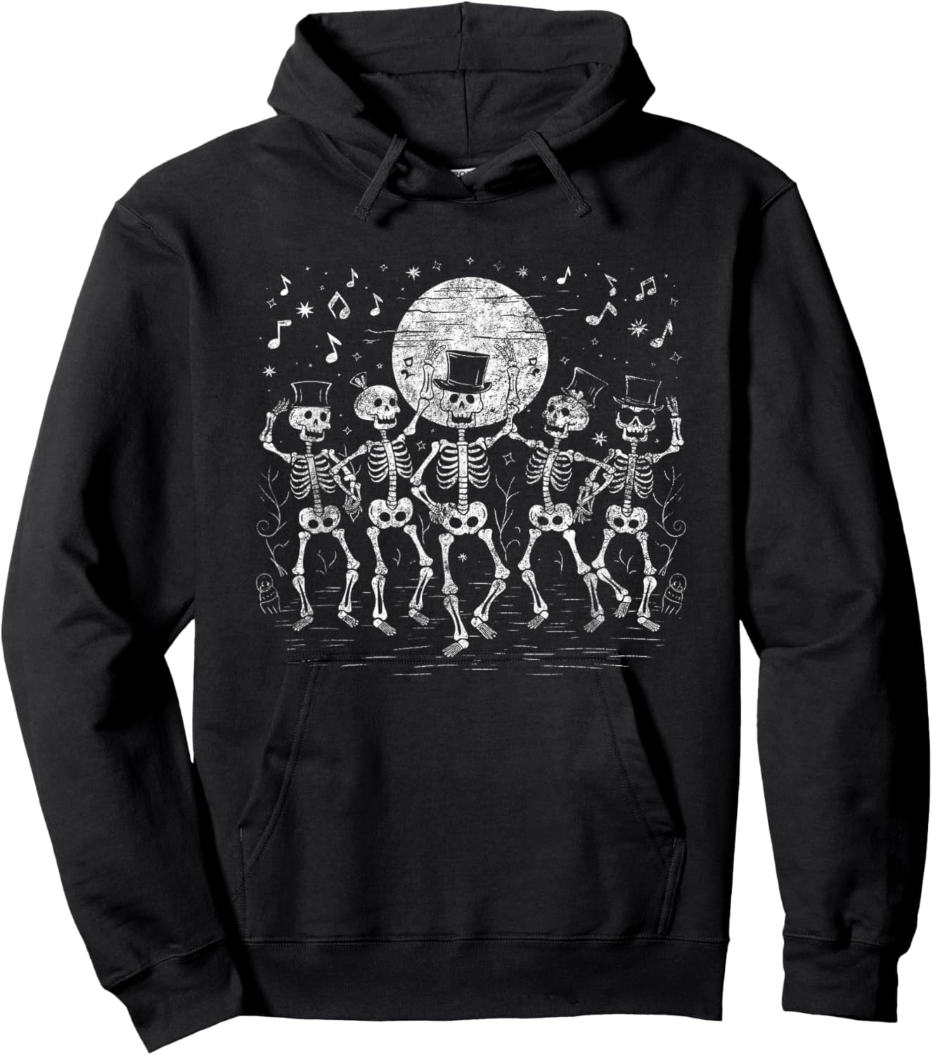 Dancing Skeletons Under Full Moon Night Fun Hoodie - Hoodie | Black
