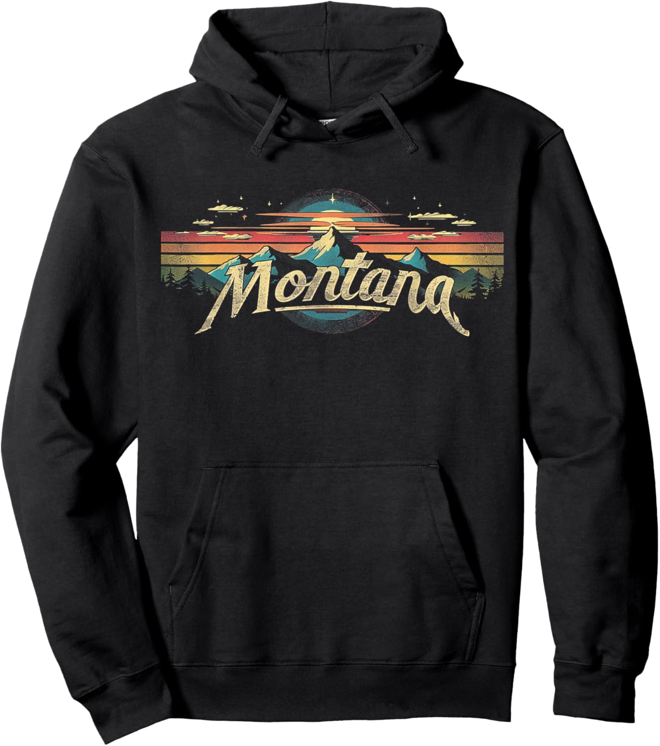 Montana -Cool Funny Graphic Vintage Men Women Kids Mountains Hoodie - Hoodie | Black