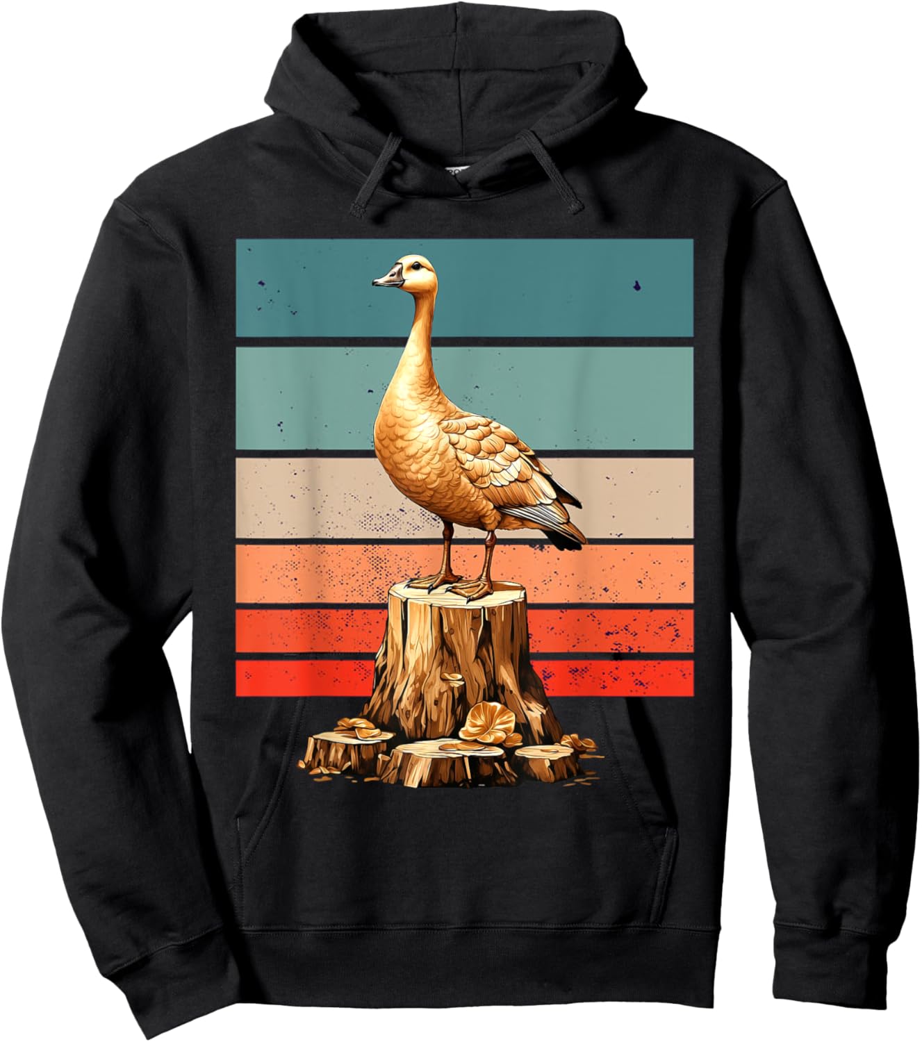 Goose golden majestic realistic tree stump nature Bird Hoodie - Hoodie | Black