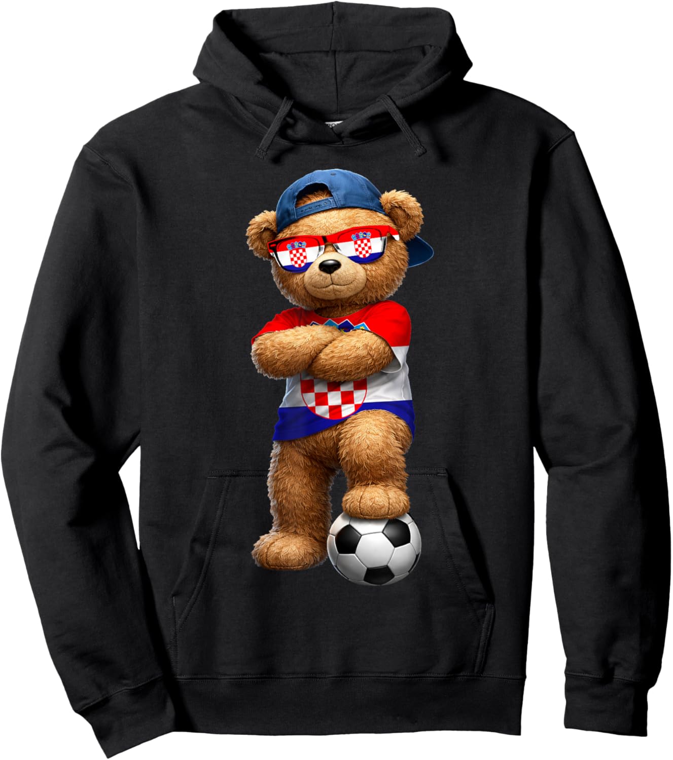 Croatian Flag Teddy Player Sports Outfit for Croatia Hoodie - Hoodie | Black