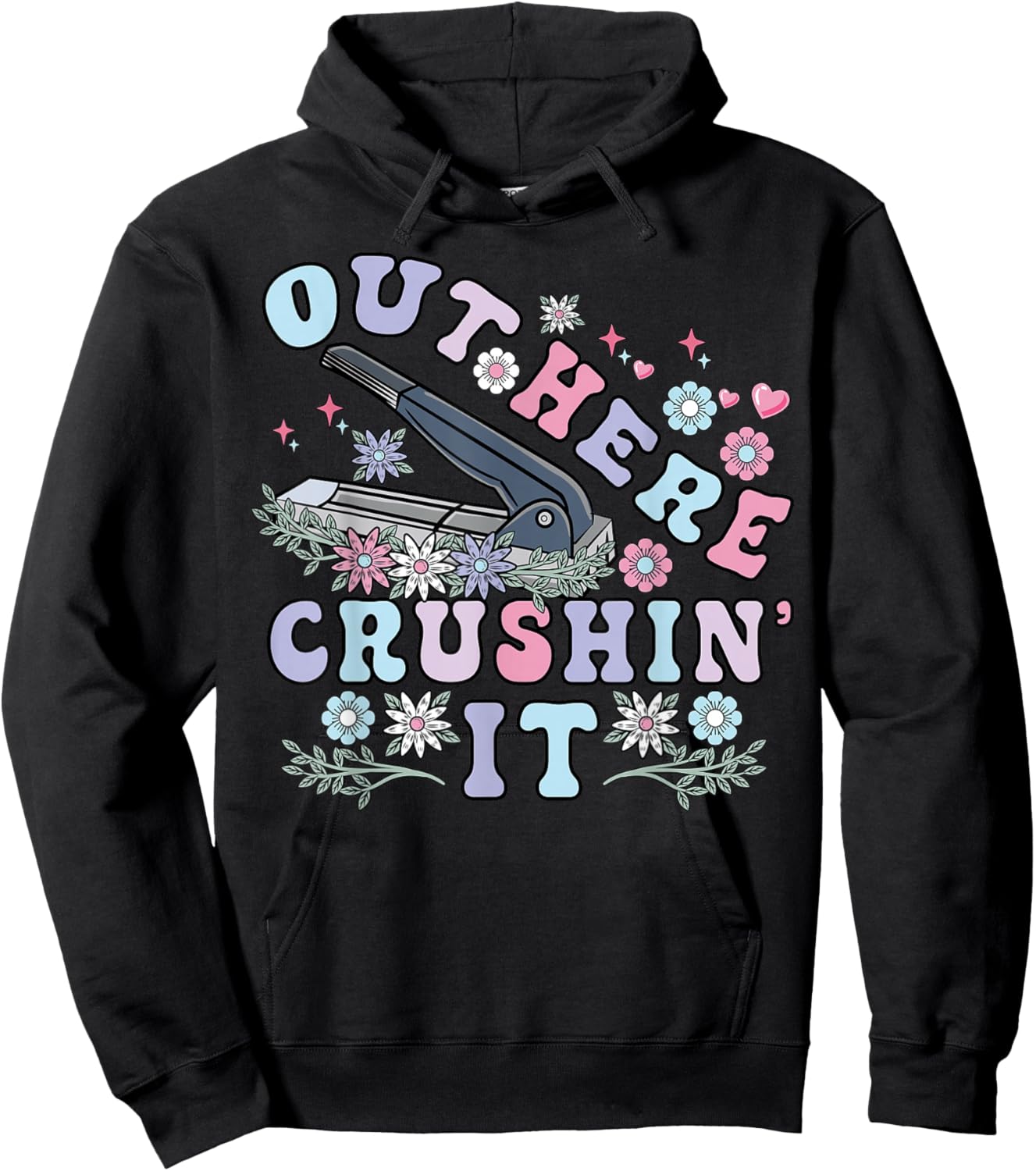 Medication Aide Out Here Crushin Funny Nurse Groovy Flowers Hoodie - Hoodie | Black