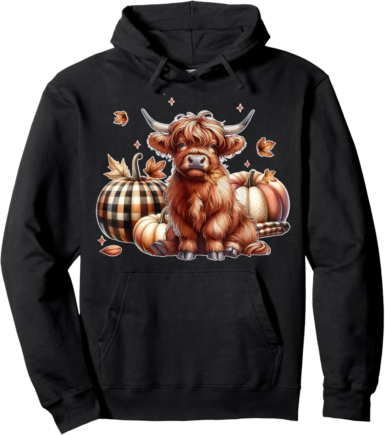 Howdy Fall Western Farm Country Highland Cow Autumn Pumpkin Hoodie - Hoodie | Black