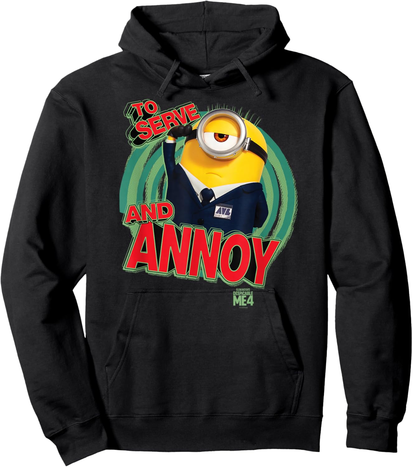Minions Despicable Me 4 AVL To Serve and Annoy Hoodie - Hoodie | Black