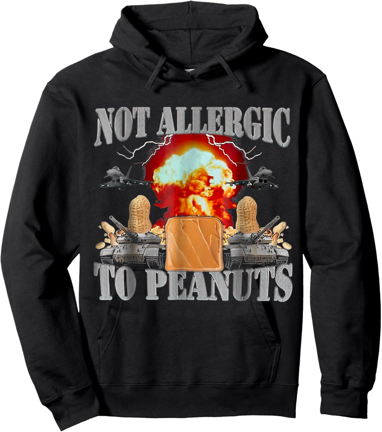 Not Allergic To Peanuts Funny Oddly Specific Dank Meme Hoodie - Hoodie | Black