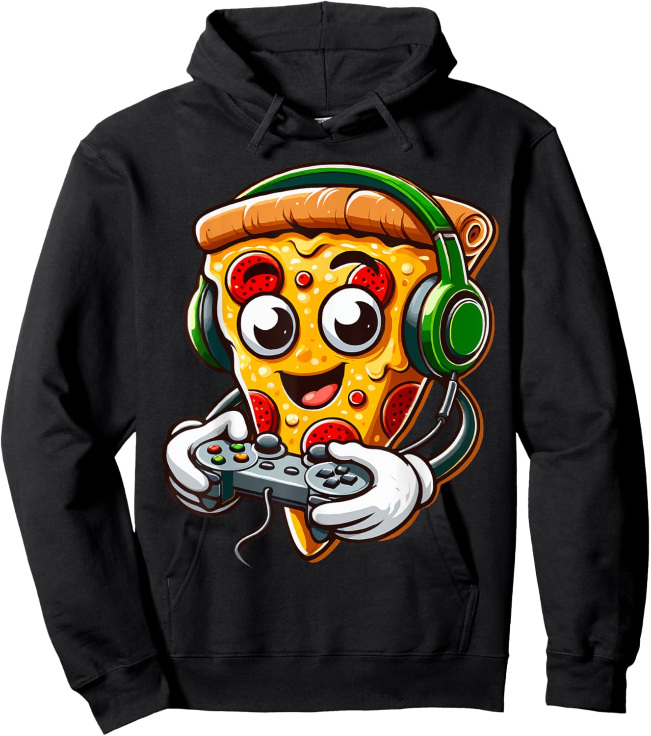 Funny Gamer Pizza Gaming Food Lovers Play Video Games Hoodie - Hoodie | Black