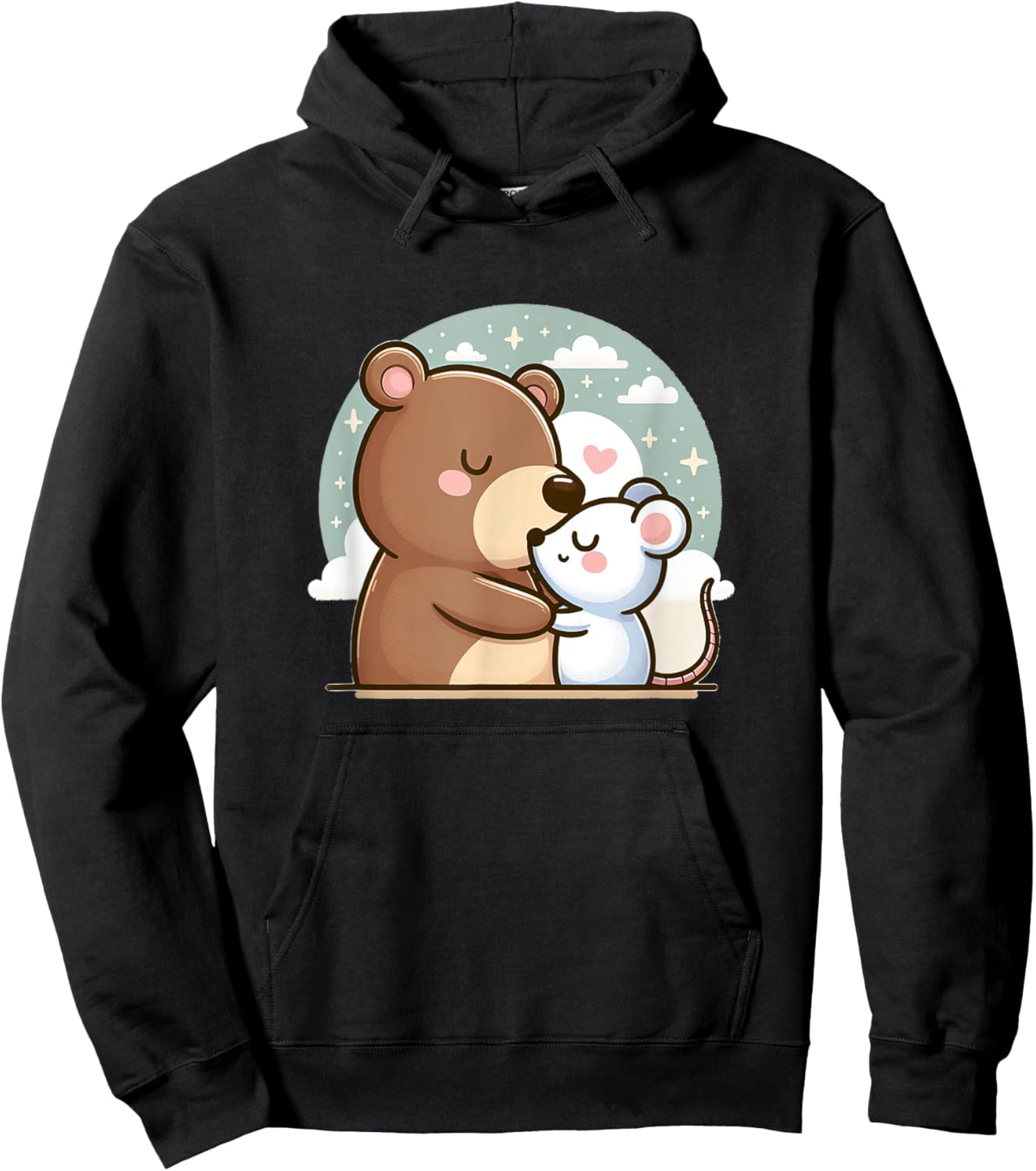 Cuddling Bear And Mouse In Love Hoodie - Hoodie | Black