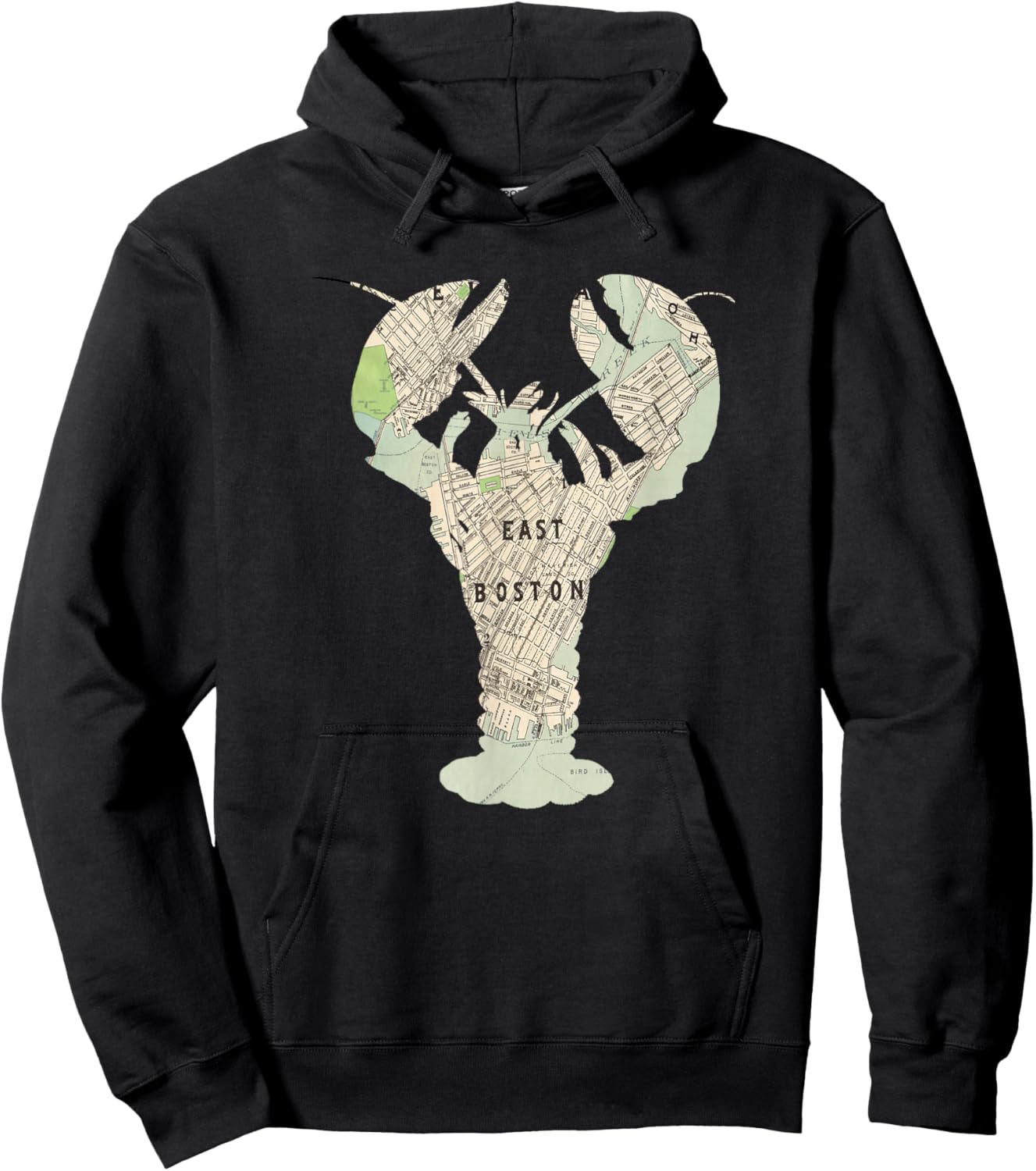 East Boston MA Lobster Map Silhouette Hoodie - Hoodie | Black