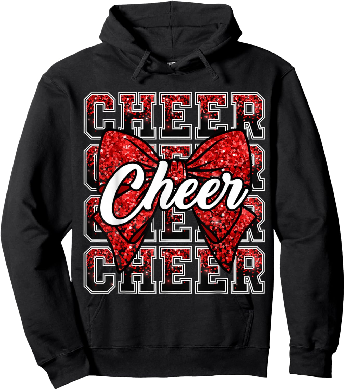 Coquette Cheer Bow Funny Sport Cheerleader Cheerleading Red Hoodie - Hoodie | Black