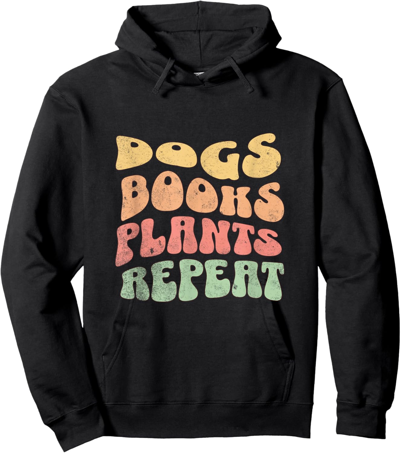 Colorful Dogs Books Plants Repeat Hoodie - Hoodie | Black