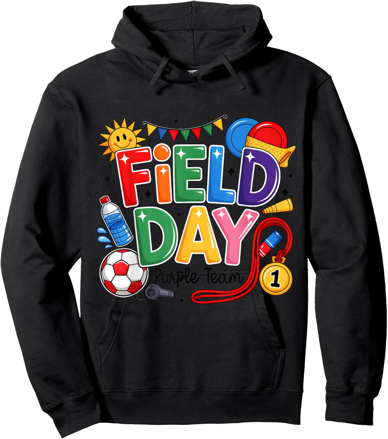 Field Day Purple Team Funny for Kids Teacher Field Day Games Hoodie - Hoodie | Black