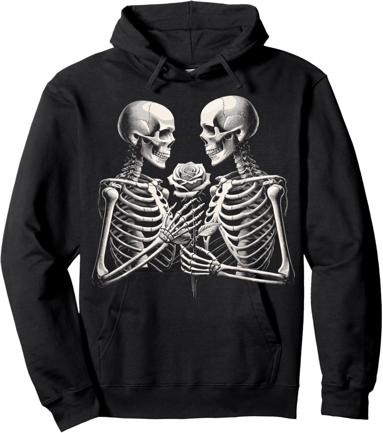 Skeleton Skull Love Goth Halloween Hoodie - Hoodie | Black
