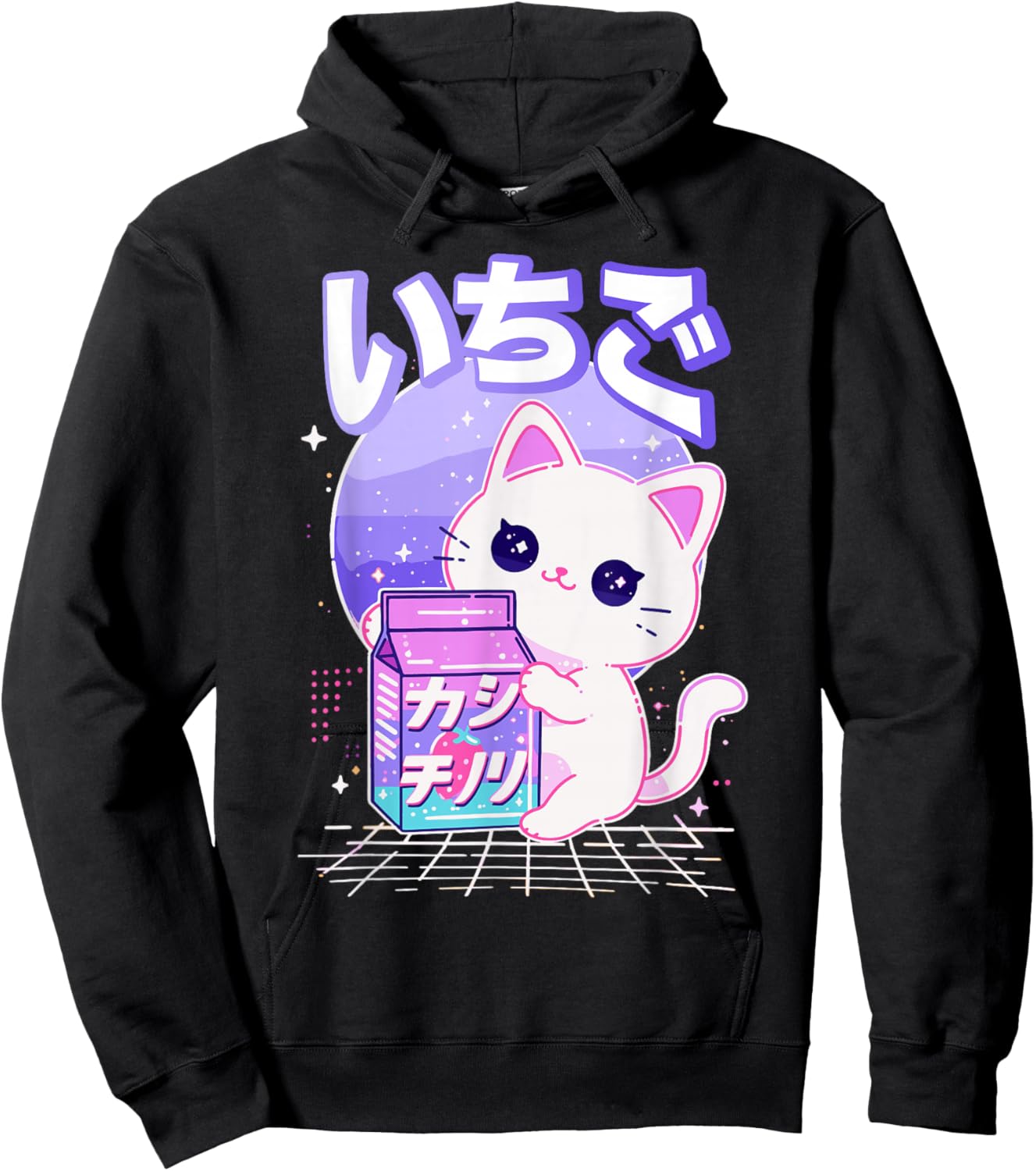 Cat Strawberry Milk Anime 90s Japanese Cat Japan Hoodie - Hoodie | Black