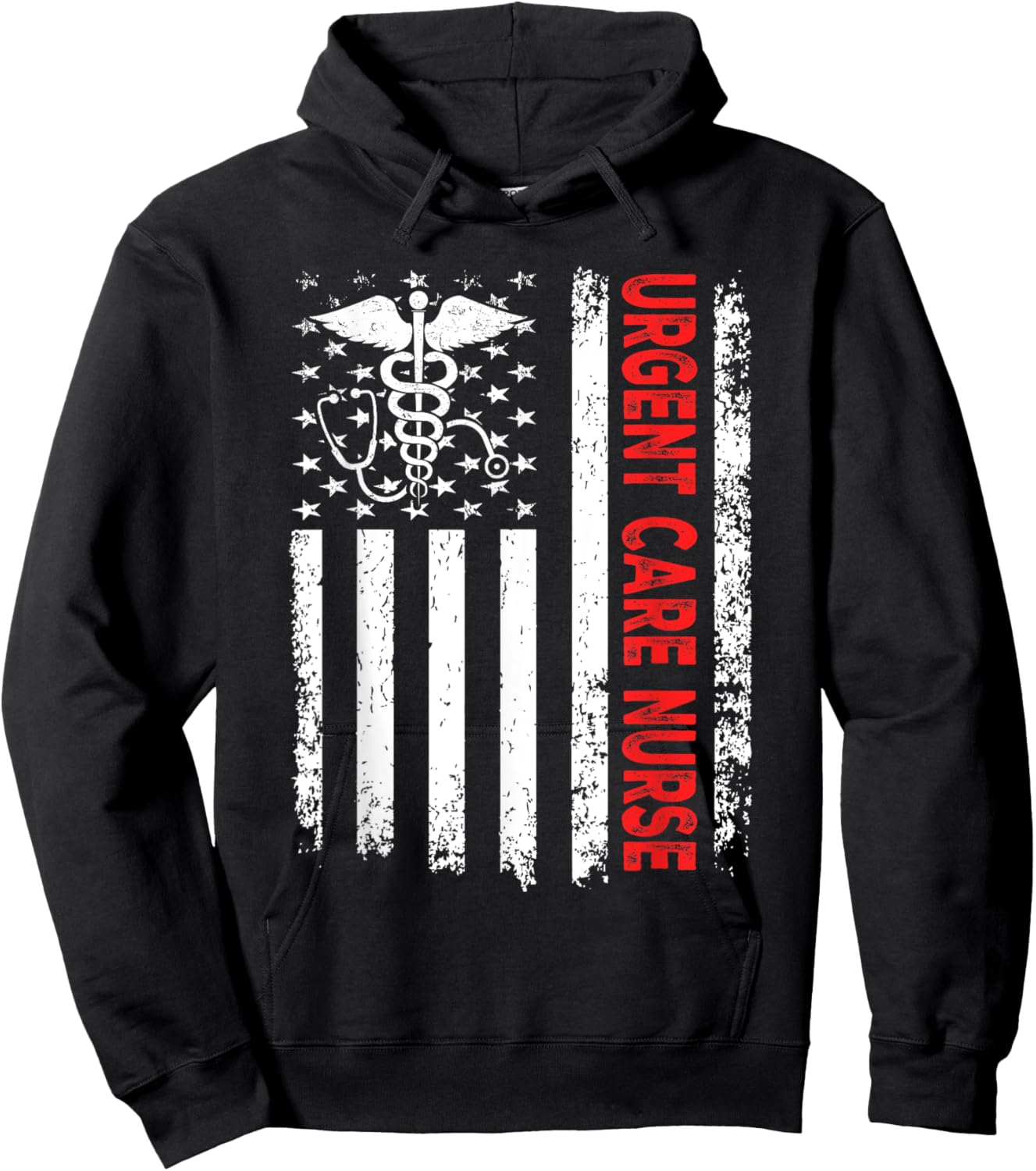 Urgent Care Nurse American Flag 4th of July Registered Nurse Women Men Hoodie - Hoodie | Black