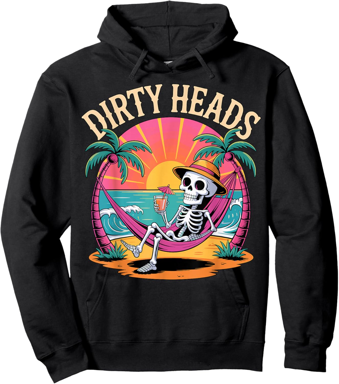 Dirty Heads Skeleton Beach Summer Vacation Hoodie - Hoodie | Black