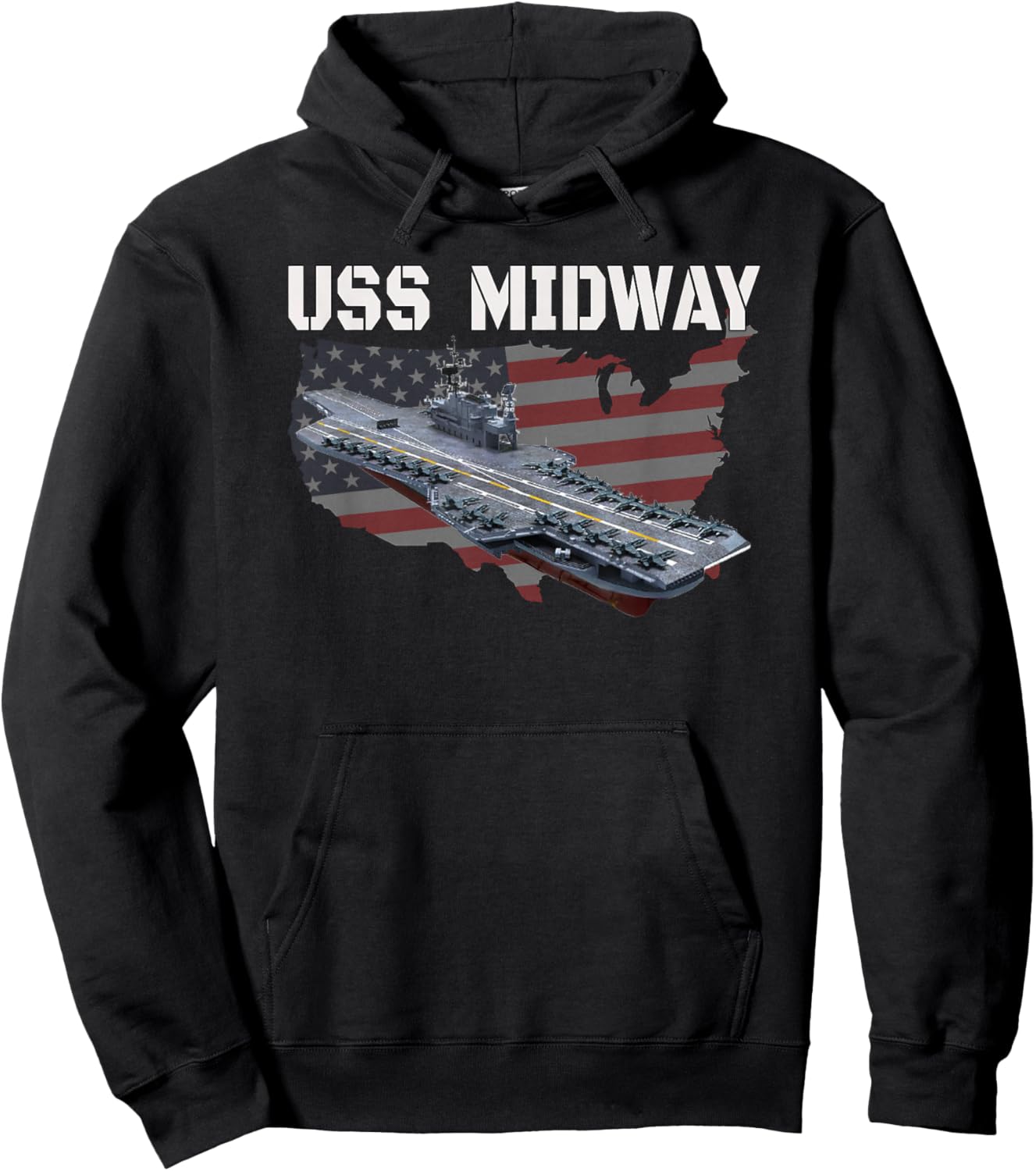 USS Midway Aircraft Carrier Veterans Day Father's Day Hoodie - Hoodie | Black